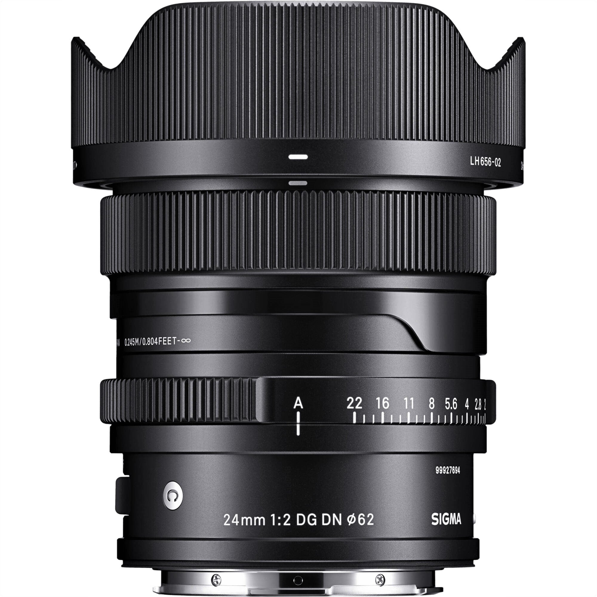 Sigma 24mm F2.0 DG DN Contemporary Lens (Leica L Mount) with Attached Lens Hood on the Top