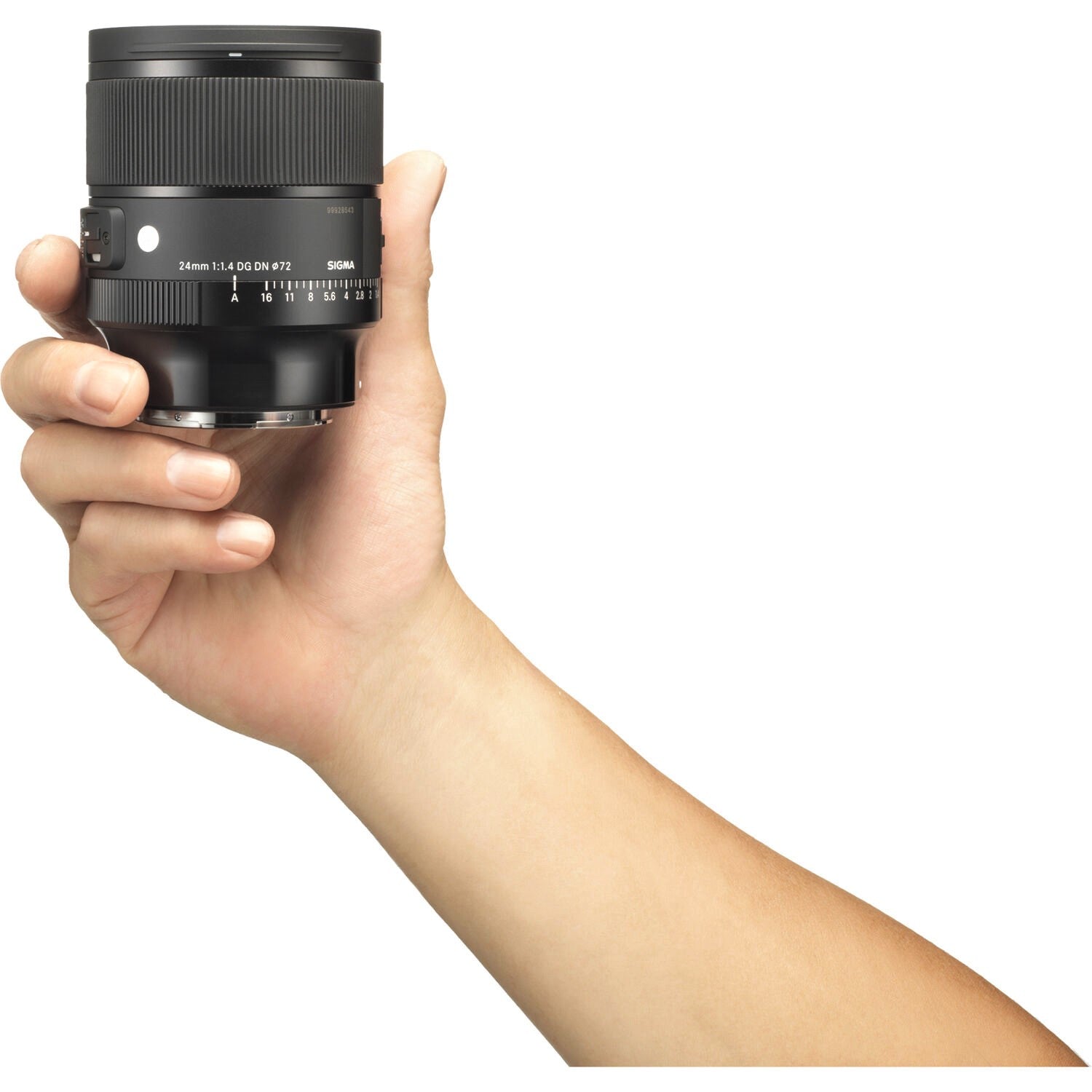 Hand Holding Sigma 24mm F1.4 DG DN Art Lens (Sony E Mount)