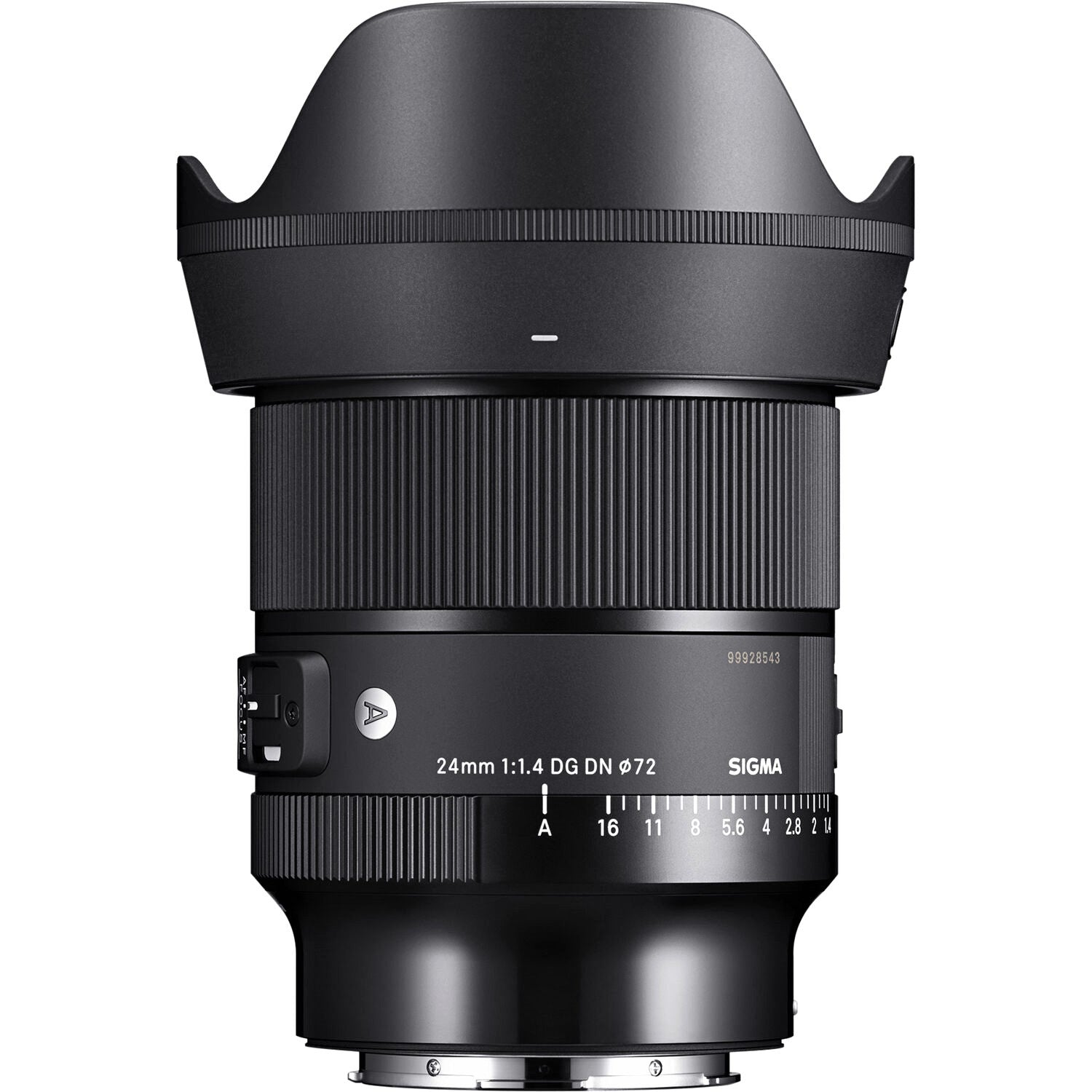 Sigma 24mm F1.4 DG DN Art Lens (Leica L Mount) with Attached Lens Hood on the Top