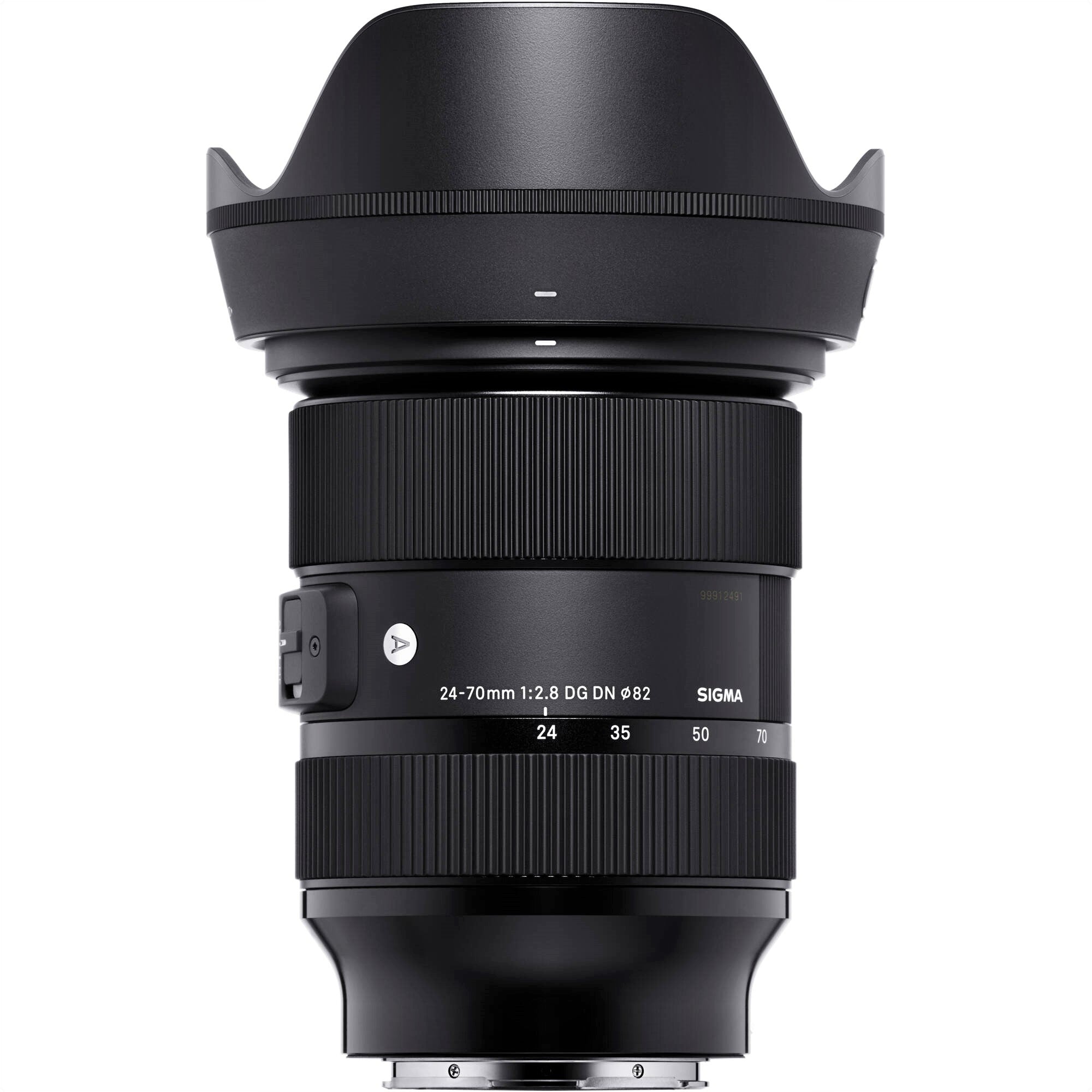 Sigma 24-70mm F2.8 DG DN Art Lens (Leica L Mount) with Attached Lens Hood on the Top