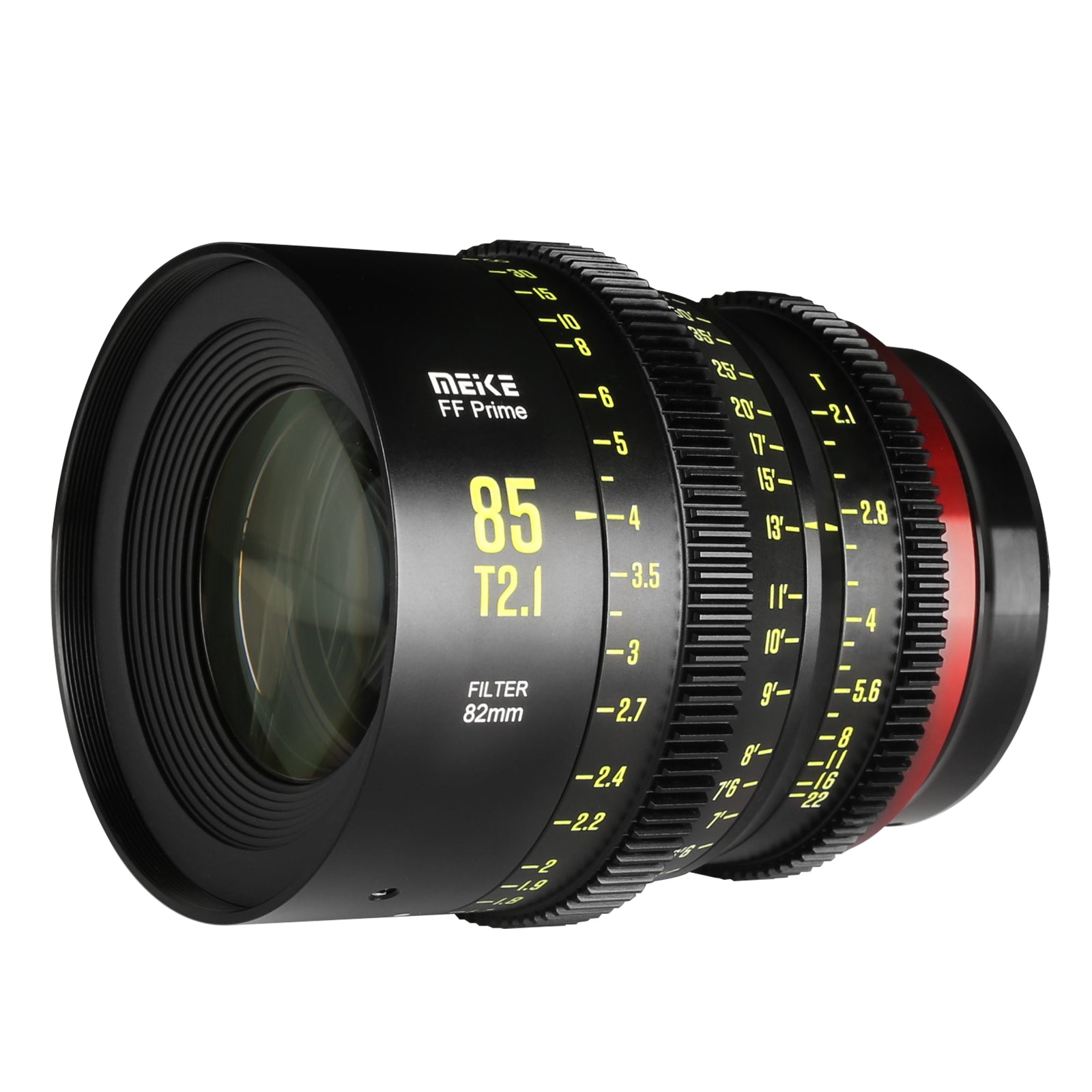 Meike Cinema Full Frame Cinema Prime 85mm T2.1 Lens (Canon RF Mount) in a Front-Side View