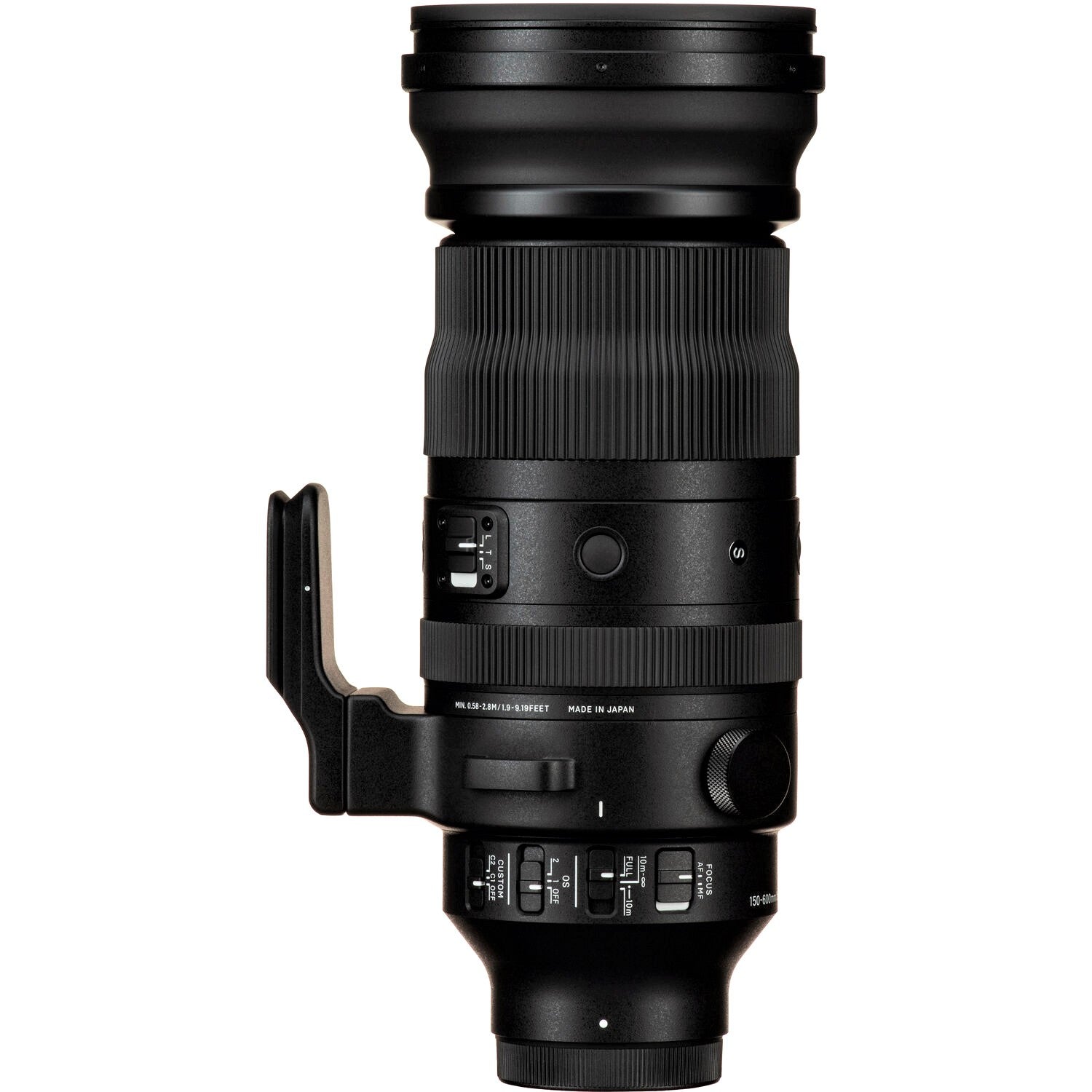 Sigma 150-600mm F5-6.3 DG DN OS Sports Lens (Sony E Mount) with Attached Tripod Socket on the Left Side