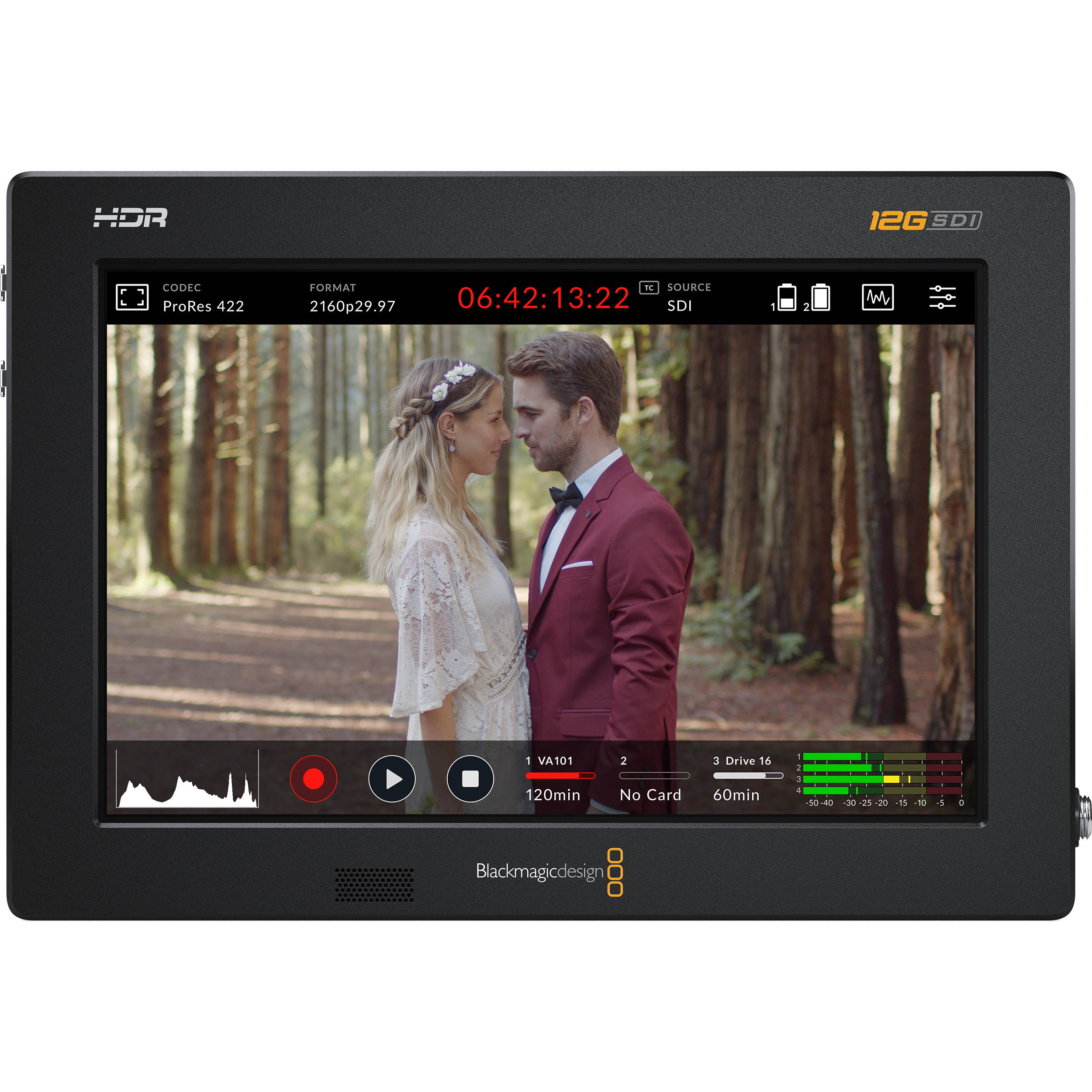 Blackmagic Design Video Assist 7'' 12G HDR & Azden Professional Compact Cine Mic with Mini-XLR Output Bundle