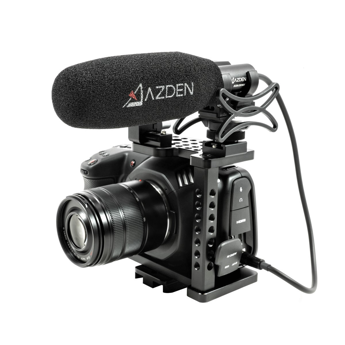 Blackmagic Design Video Assist 7'' 12G HDR & Azden Professional Compact Cine Mic with Mini-XLR Output Bundle