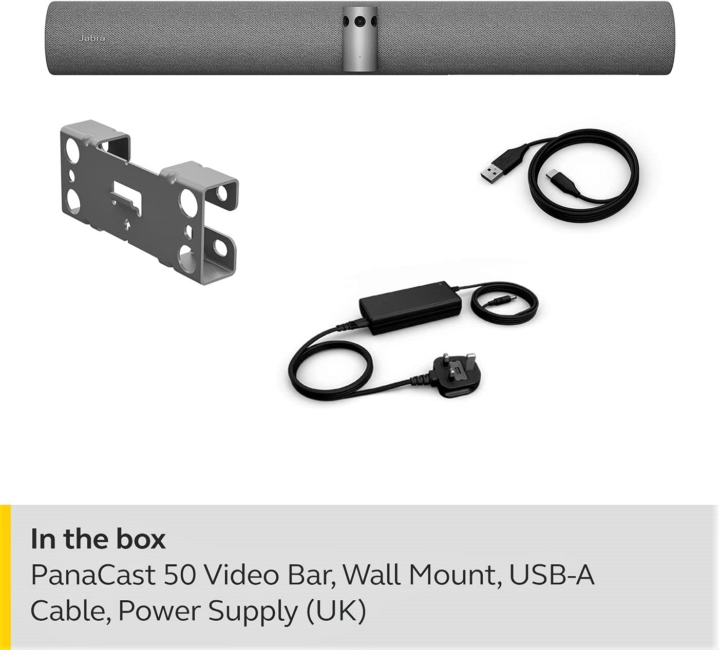 PanaCast 50 Videobar, Wall Mount, USB-A Cable, and Power Supply