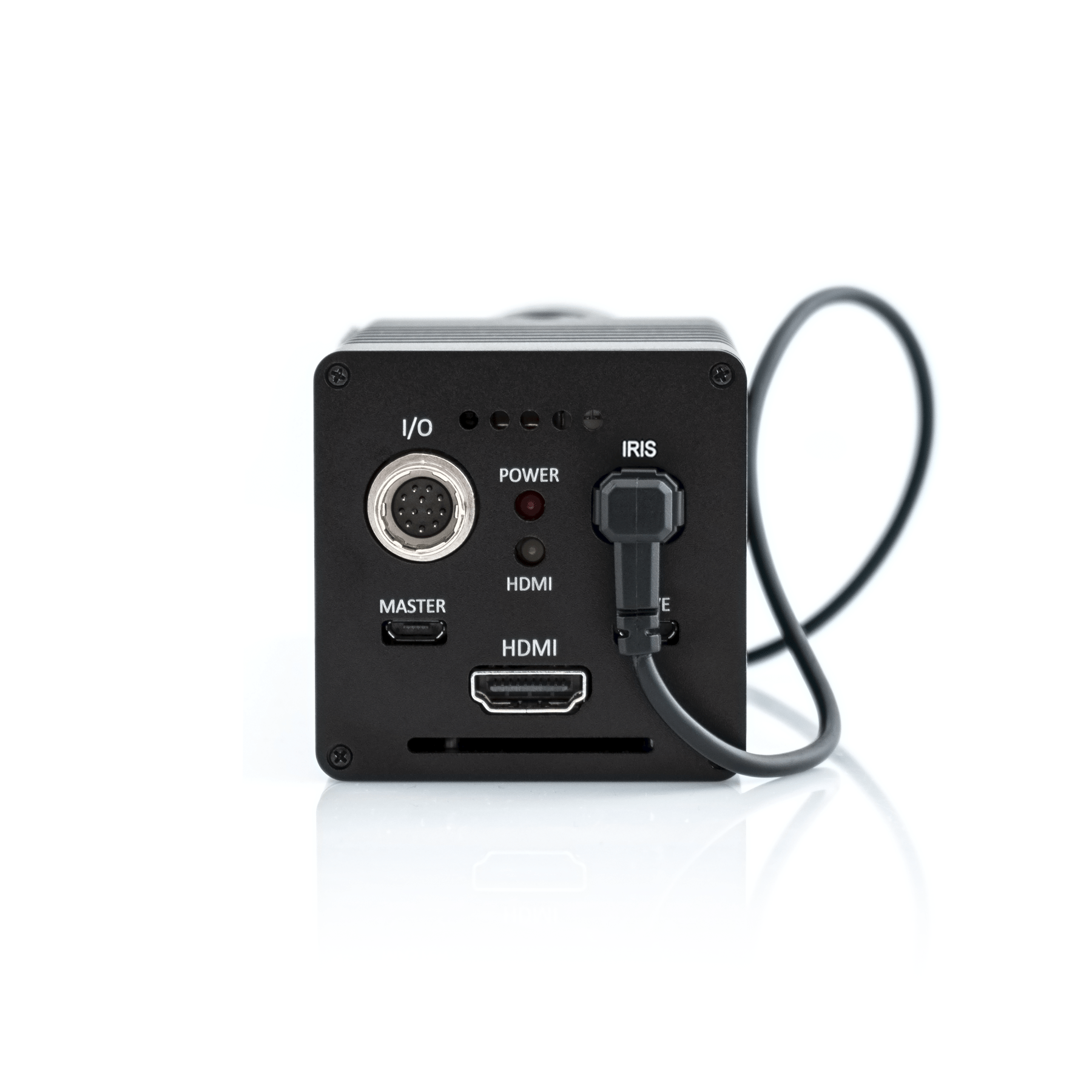 AIDA Imaging UHD-200 4K 60p POV Camera with Varifocal Lens in a Back View with Socket Adapter