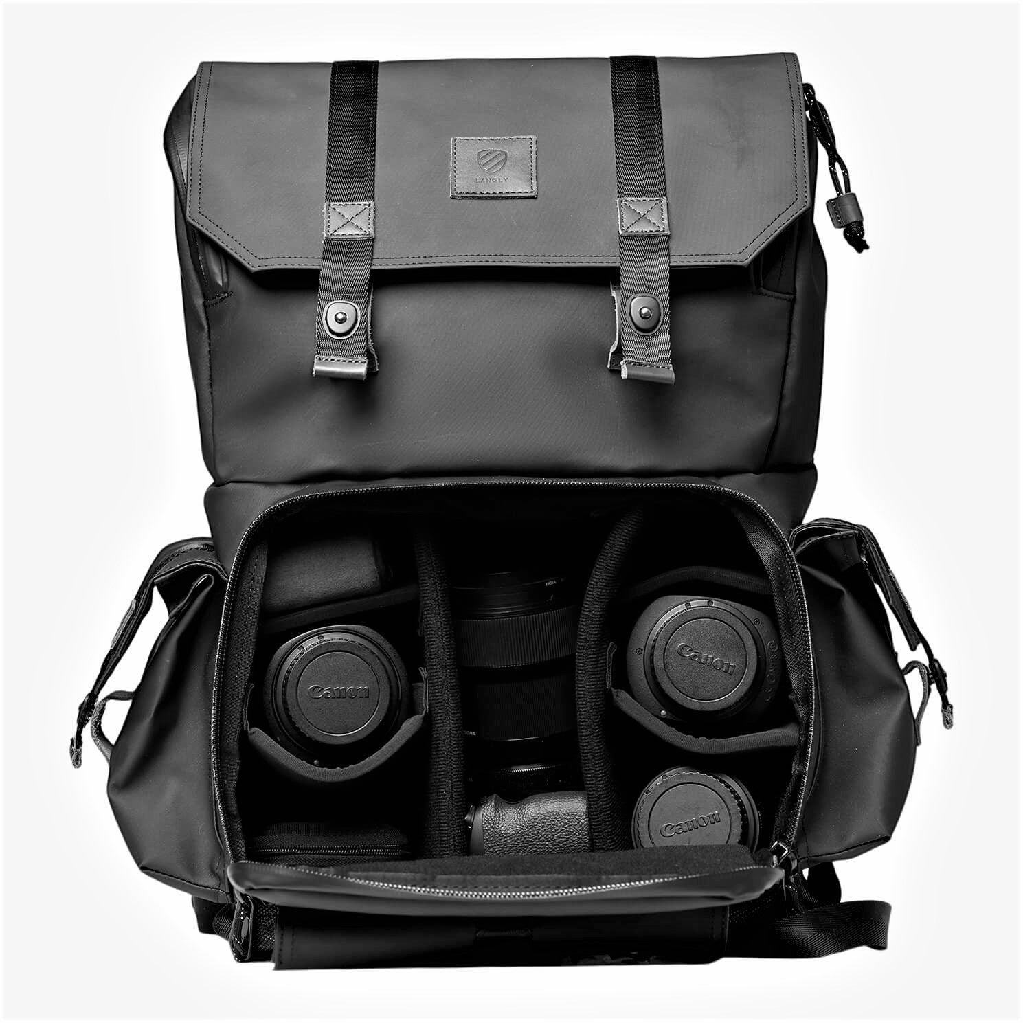 Langly Alpha Globetrotter XC Camera Backpack (Black with Black Accents)