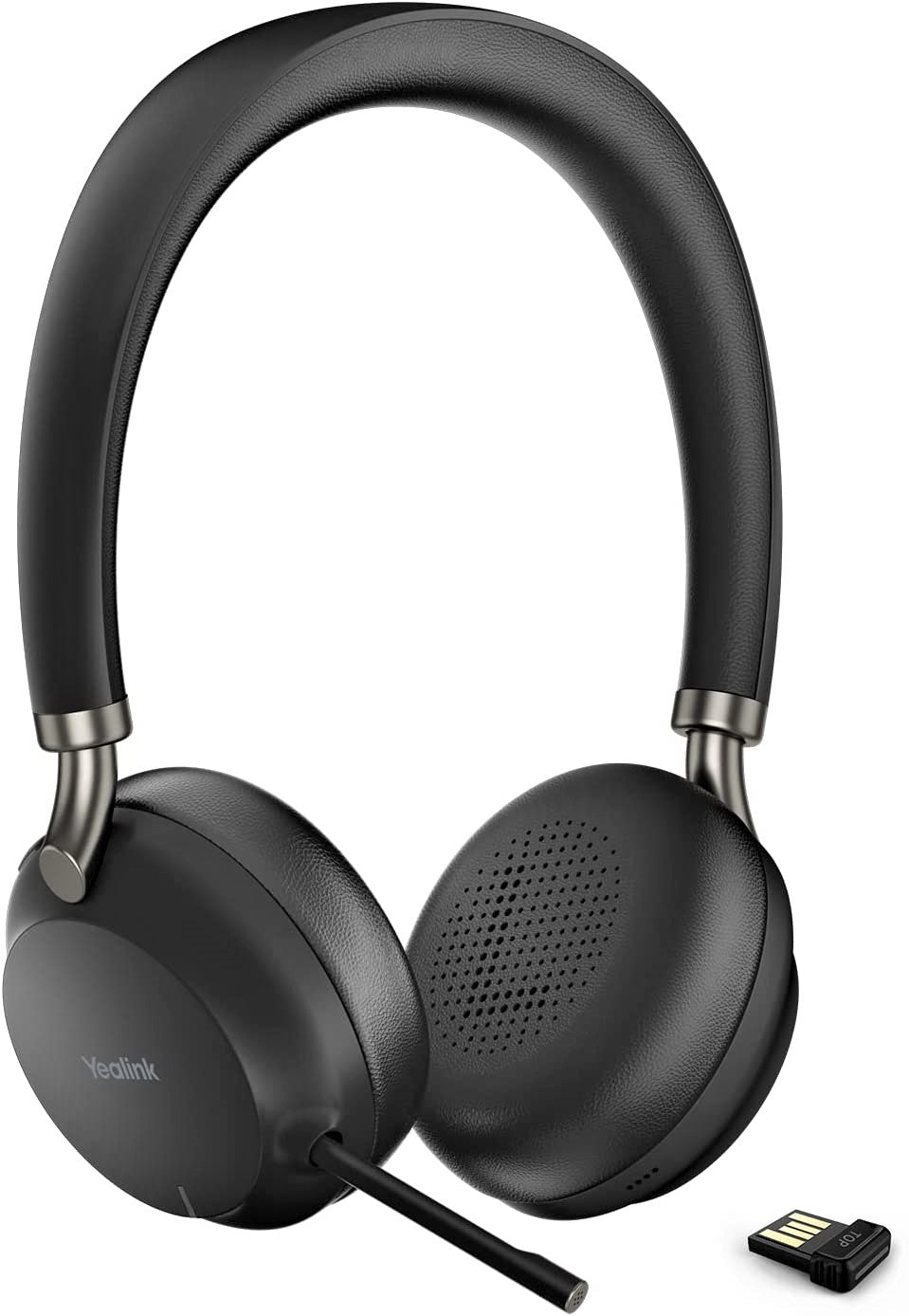 Yealink BH72 lite Bluetooth Headset Wireless Headset with Microphone Teams Zoom Certified Headset Office Headphone Stereo Noise Canceling Mic, Retractable Hidden Microphone Arm, 35H Talk Time, Black