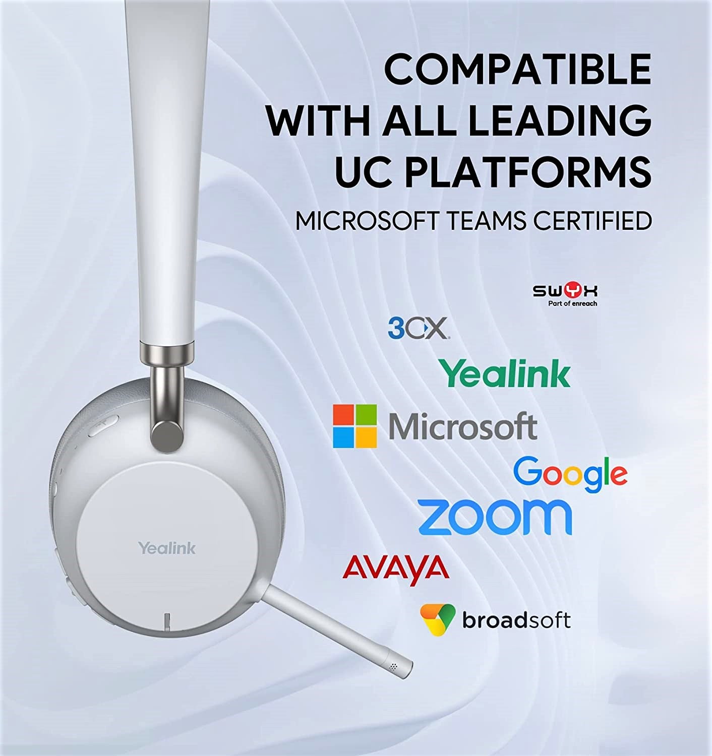 Yealink BH72 Lite Wireless Headset, Teams/Zoom Certified, Bluetooth Headset with Microphone, Stereo, Retractable Hidden Microphone Arm for Telephone Computer