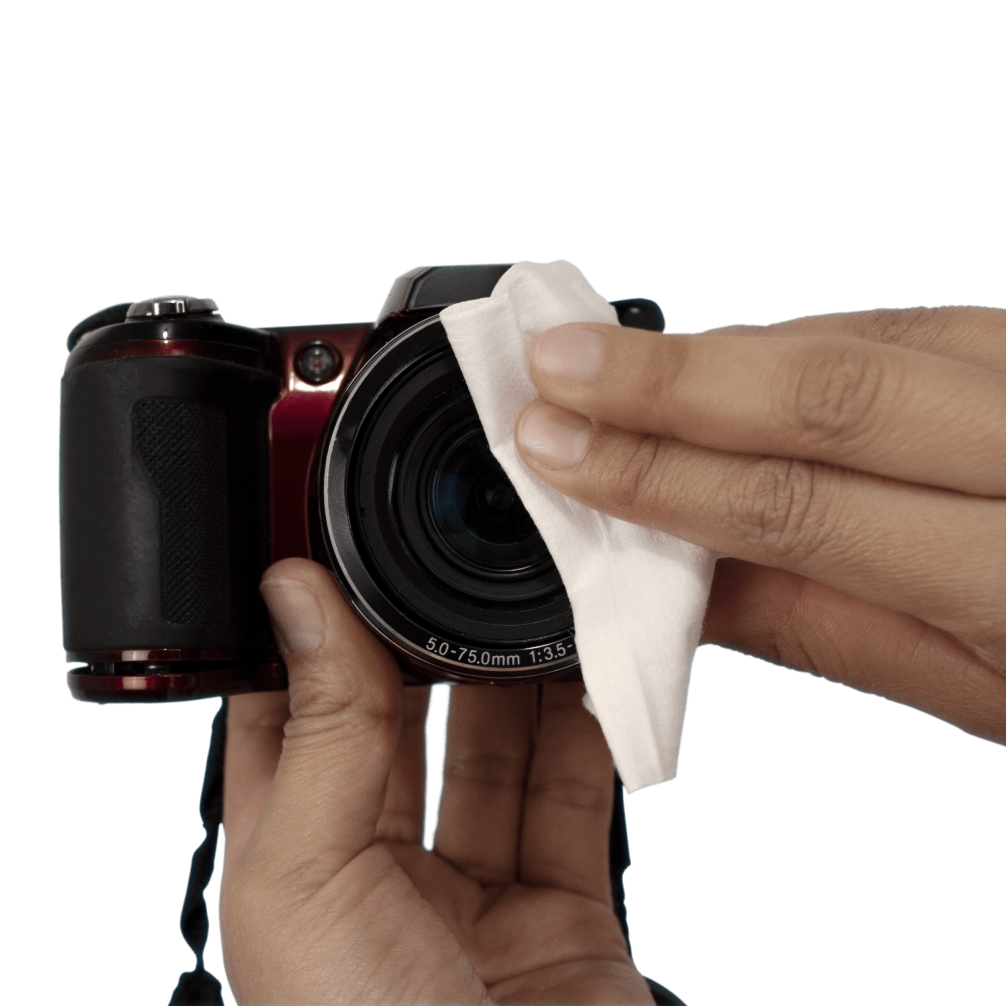 Cleaning camera lens using iCloth