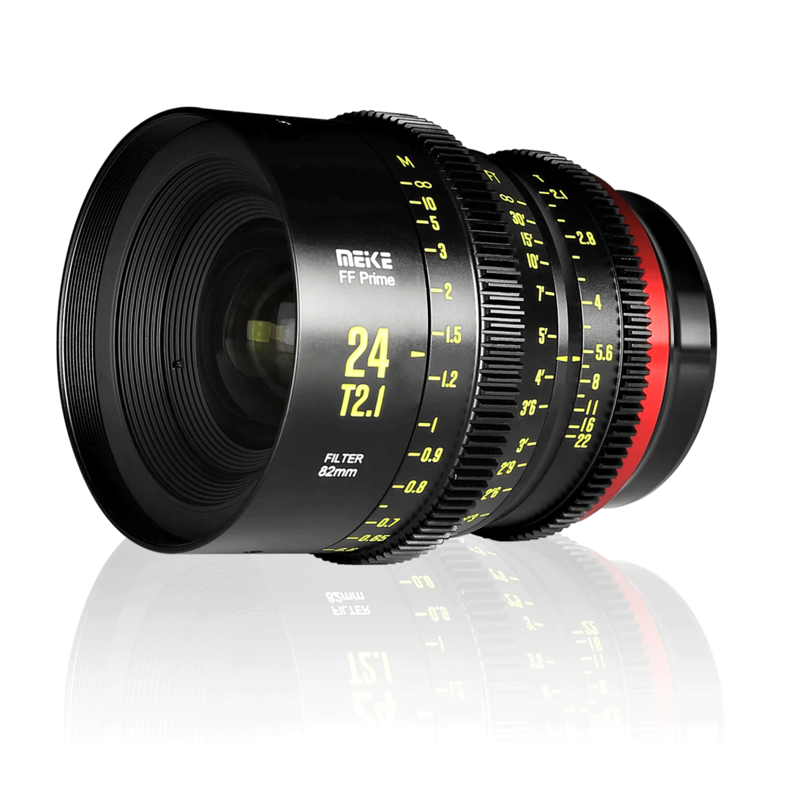 Meike Cinema Full Frame Cinema Prime 24mm T2.1 Lens (L Mount) in a Front-Side View