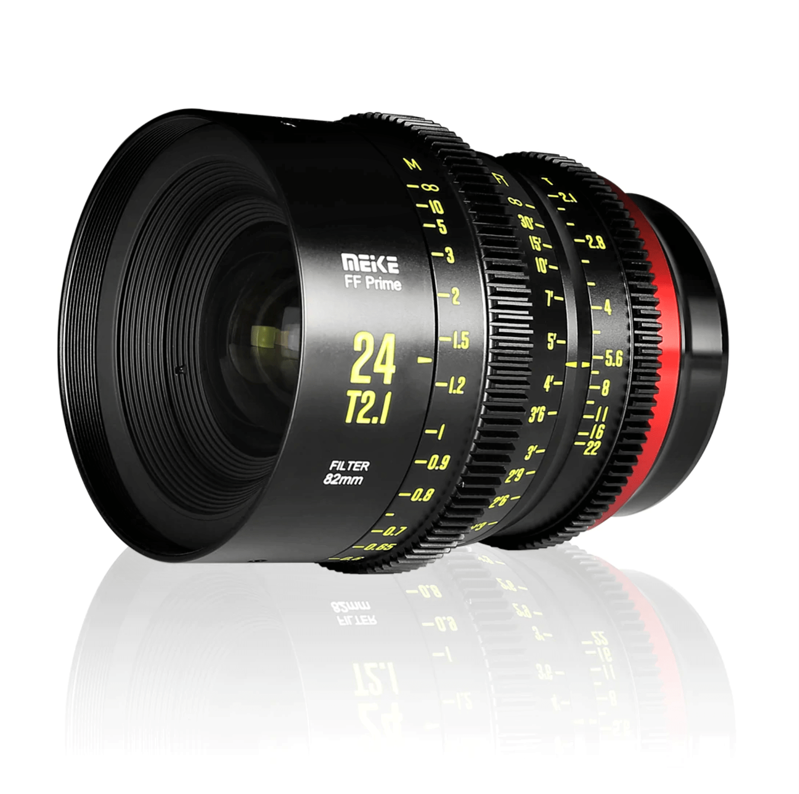 Meike Cinema Full Frame Cinema Prime 24mm T2.1 Lens (RF Mount) in a Front-Side View