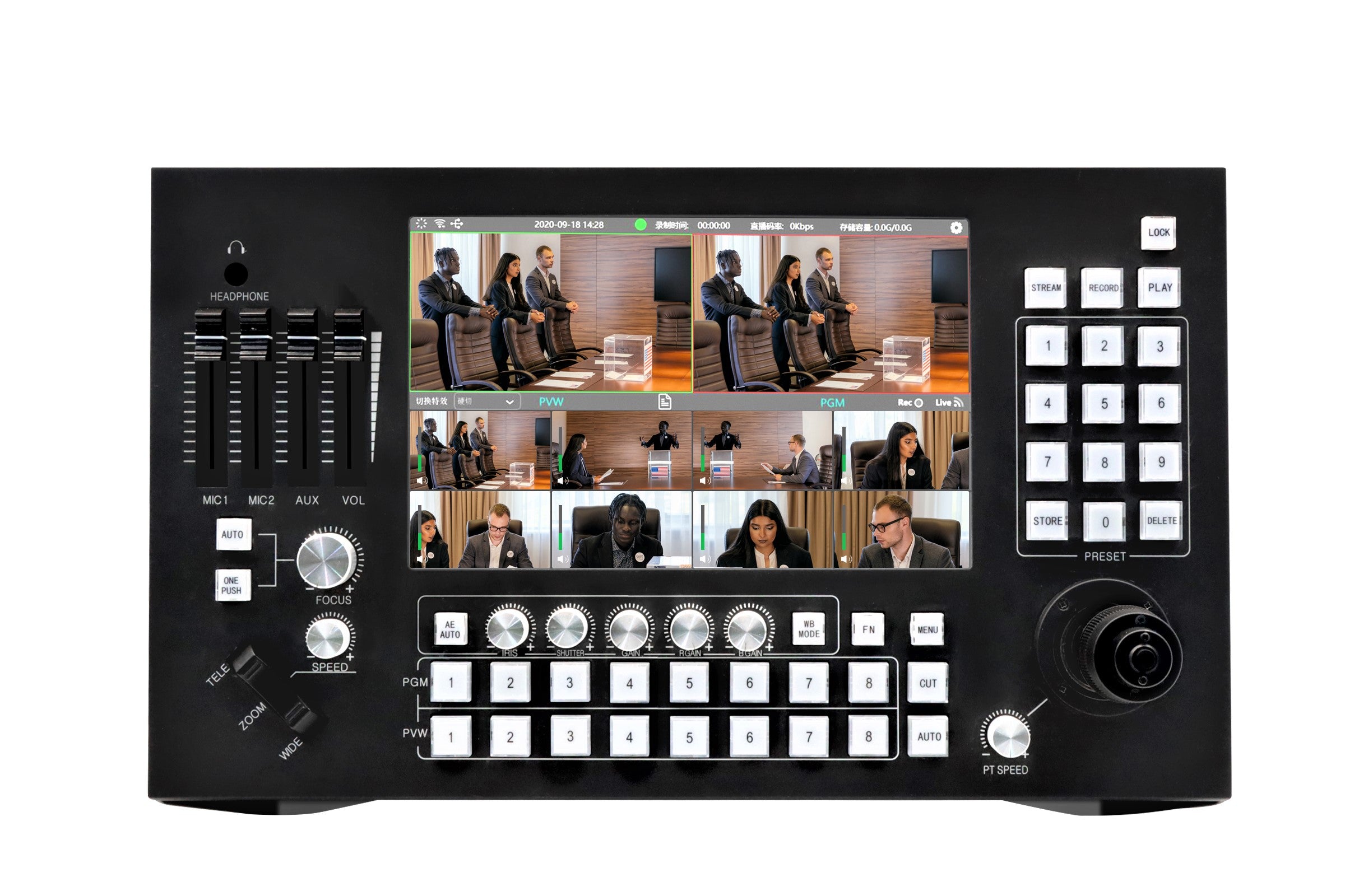 Jimcom 8-Channel Touch Broadcast Switcher and PTZ Controller