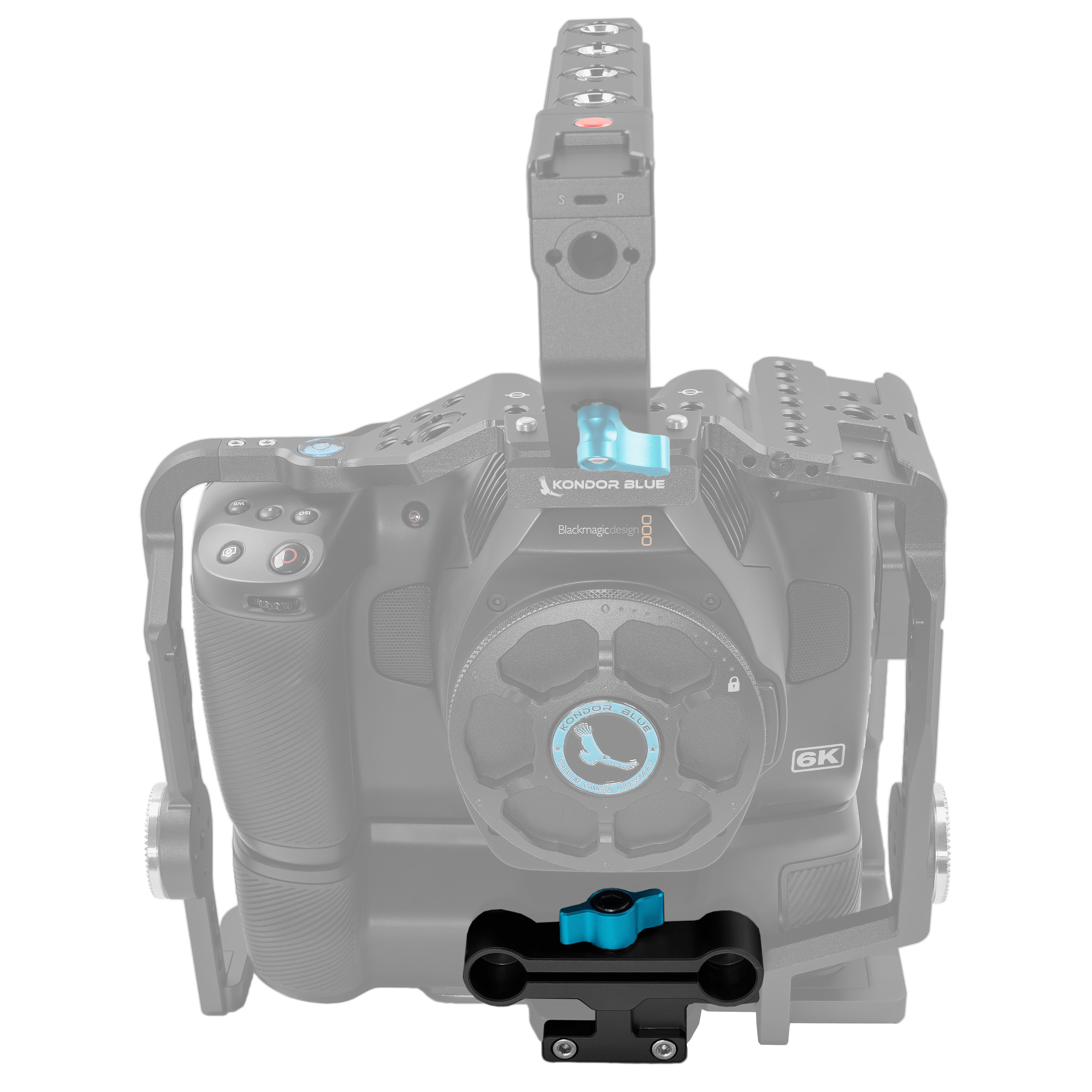 Kondor Blue 15MM Gray Rail Block Adapter for BMPCC 6K Pro Battery Grip Cage (Black)