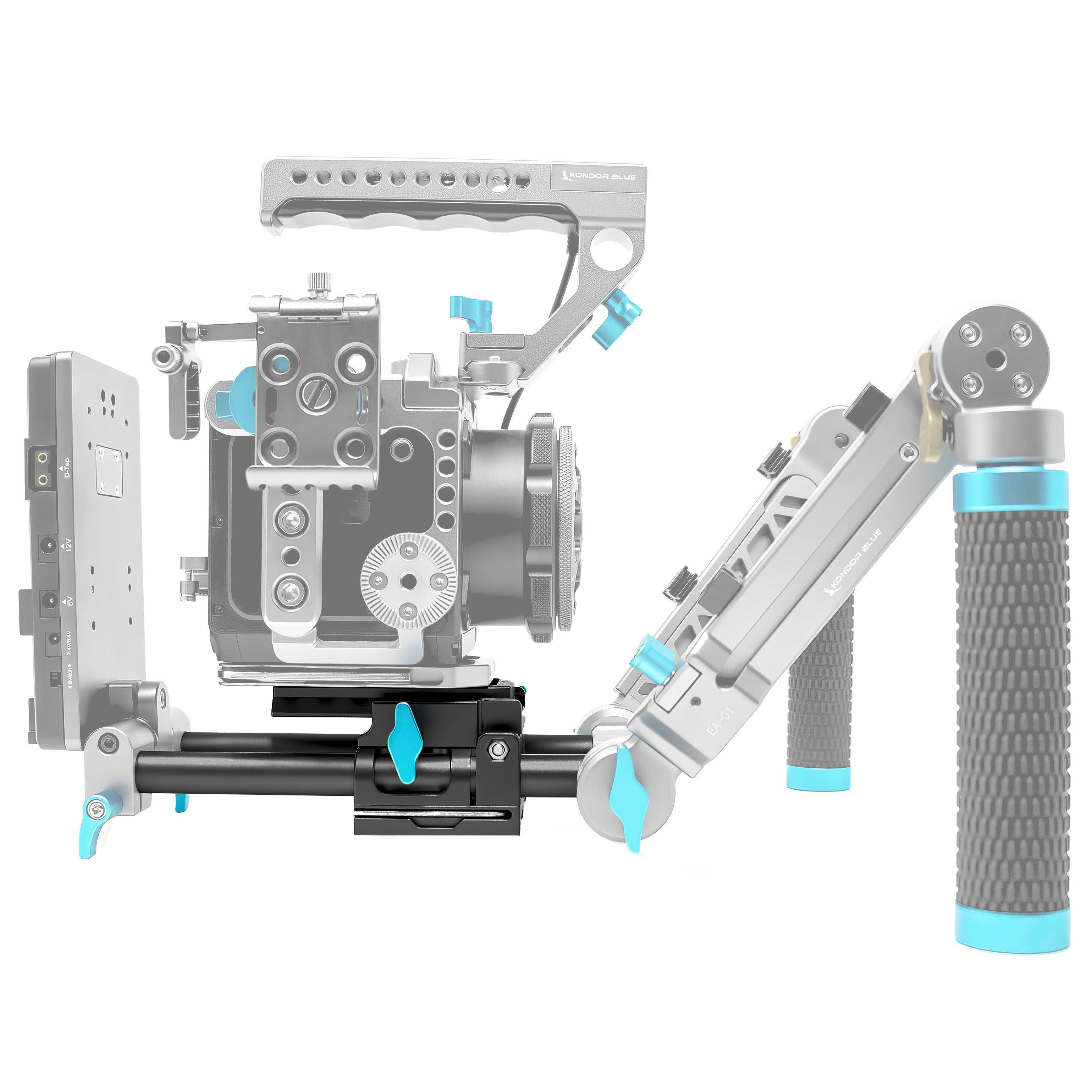 Kondor Blue 15mm LWS Arri/501 Side Loading Baseplate for Red Komodo, BMPCC & Mirrorless (Black)