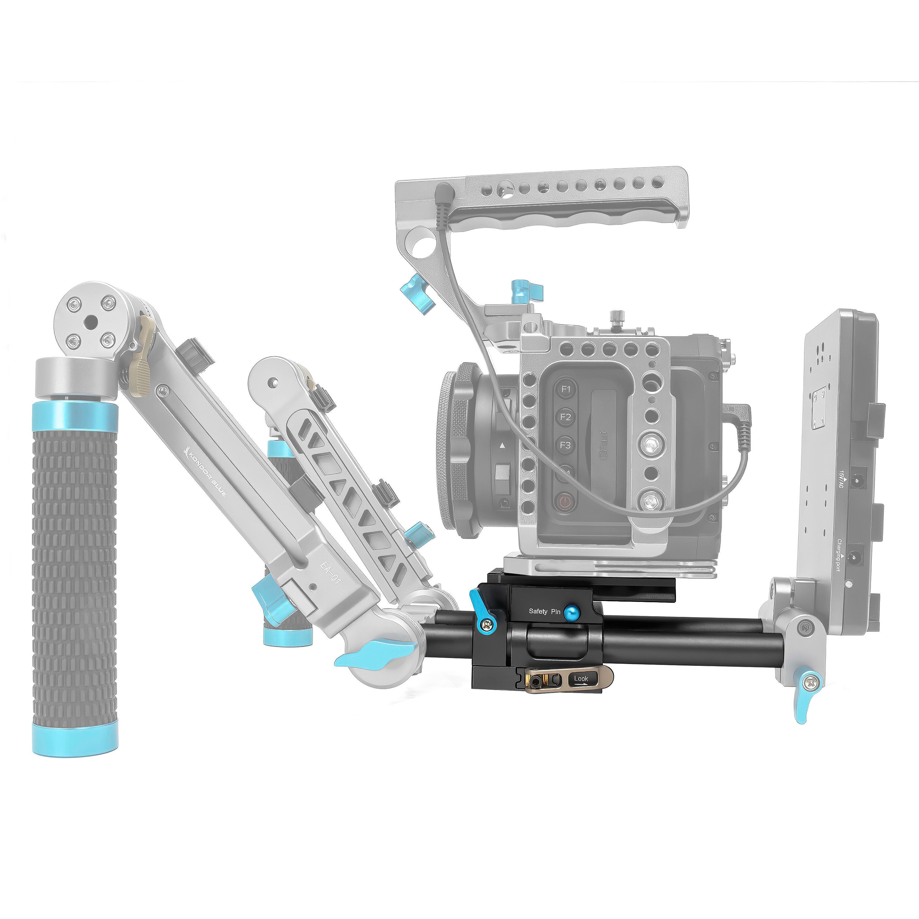 Kondor Blue 15mm LWS Arri/501 Side Loading Baseplate for Red Komodo, BMPCC & Mirrorless (Black)