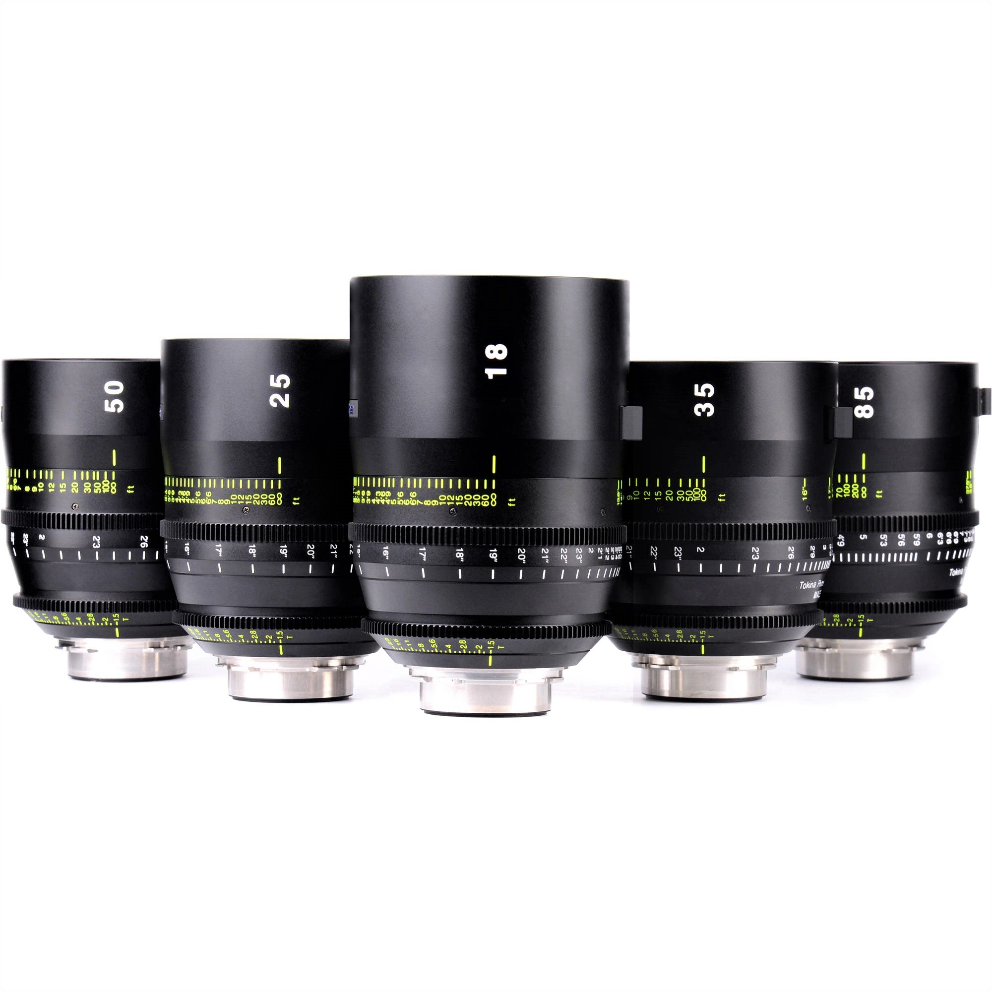 Tokina Cinema Vista 18mm T1.5 Lens (EF Mount) in the Middle and Other Sizes of Lenses