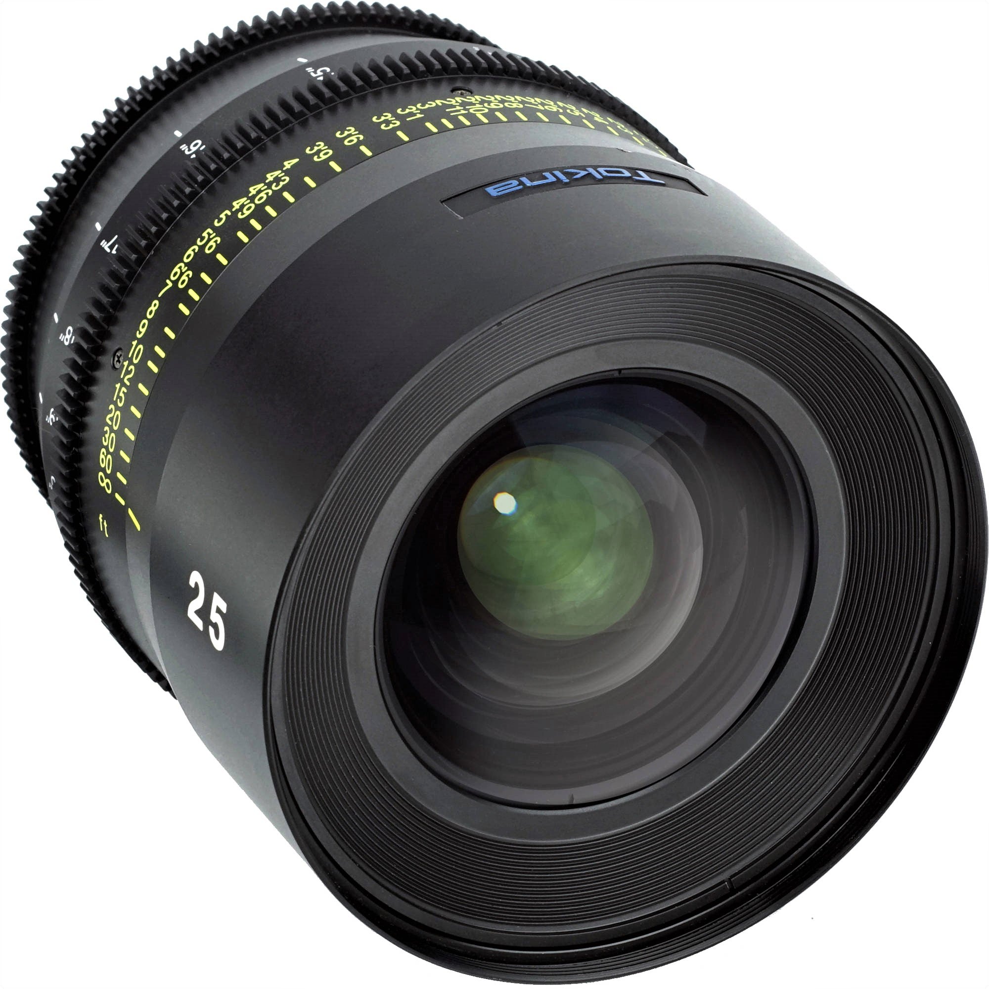 Tokina Cinema Vista 25mm T1.5 Lens (MFT Mount) in a Front-Side View