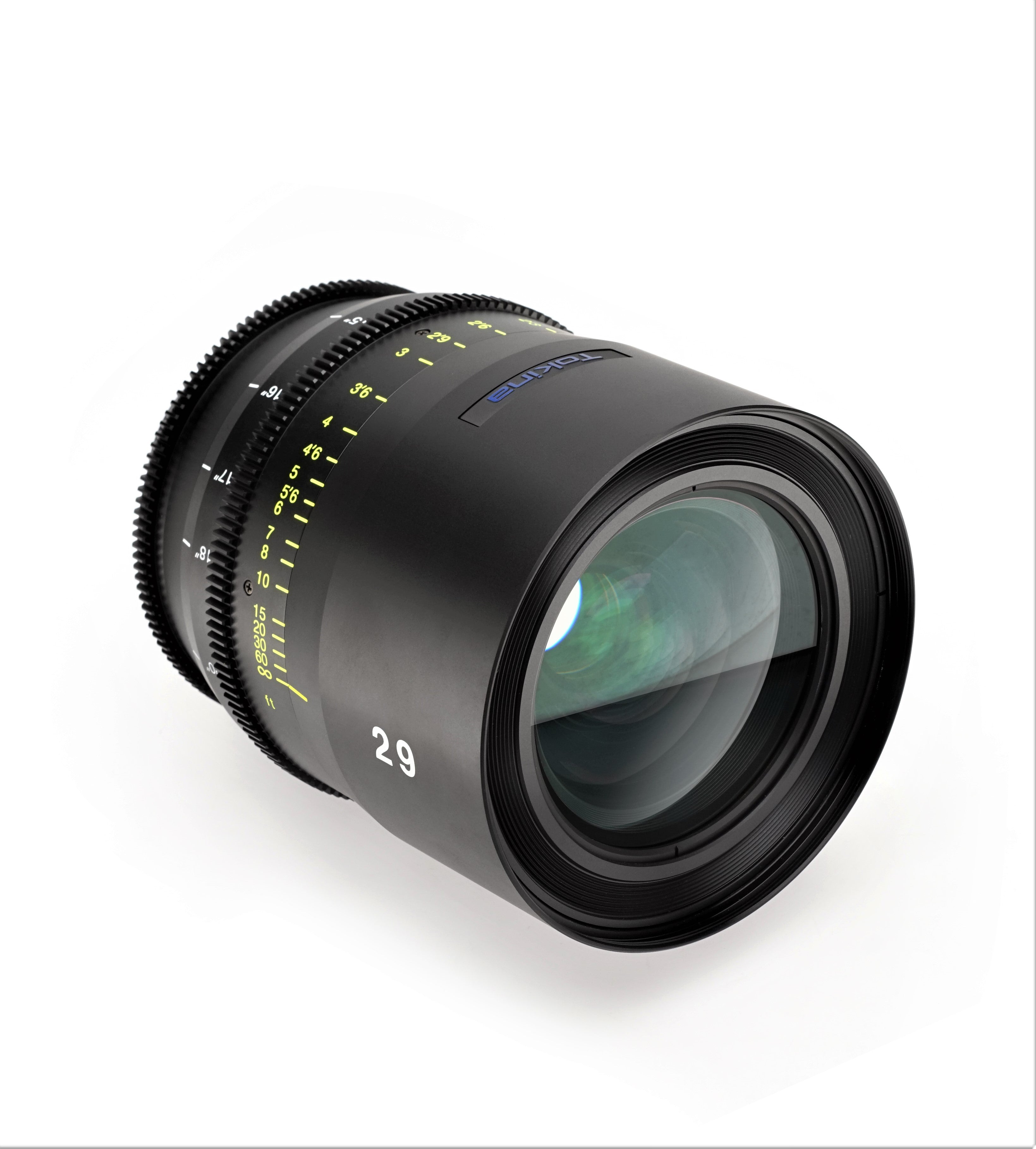Tokina Cinema Vista 29mm T1.5 Lens (EF Mount, Imperial Focus Scale) in a Front-Side View