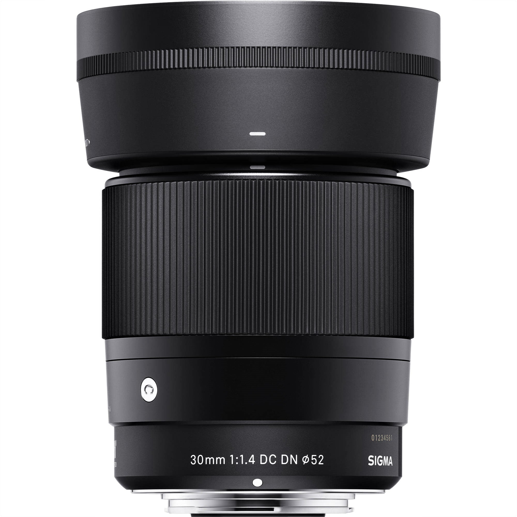 Sigma Lens Hood Attached to 30mm F1.4 DC DN Contemporary Lens