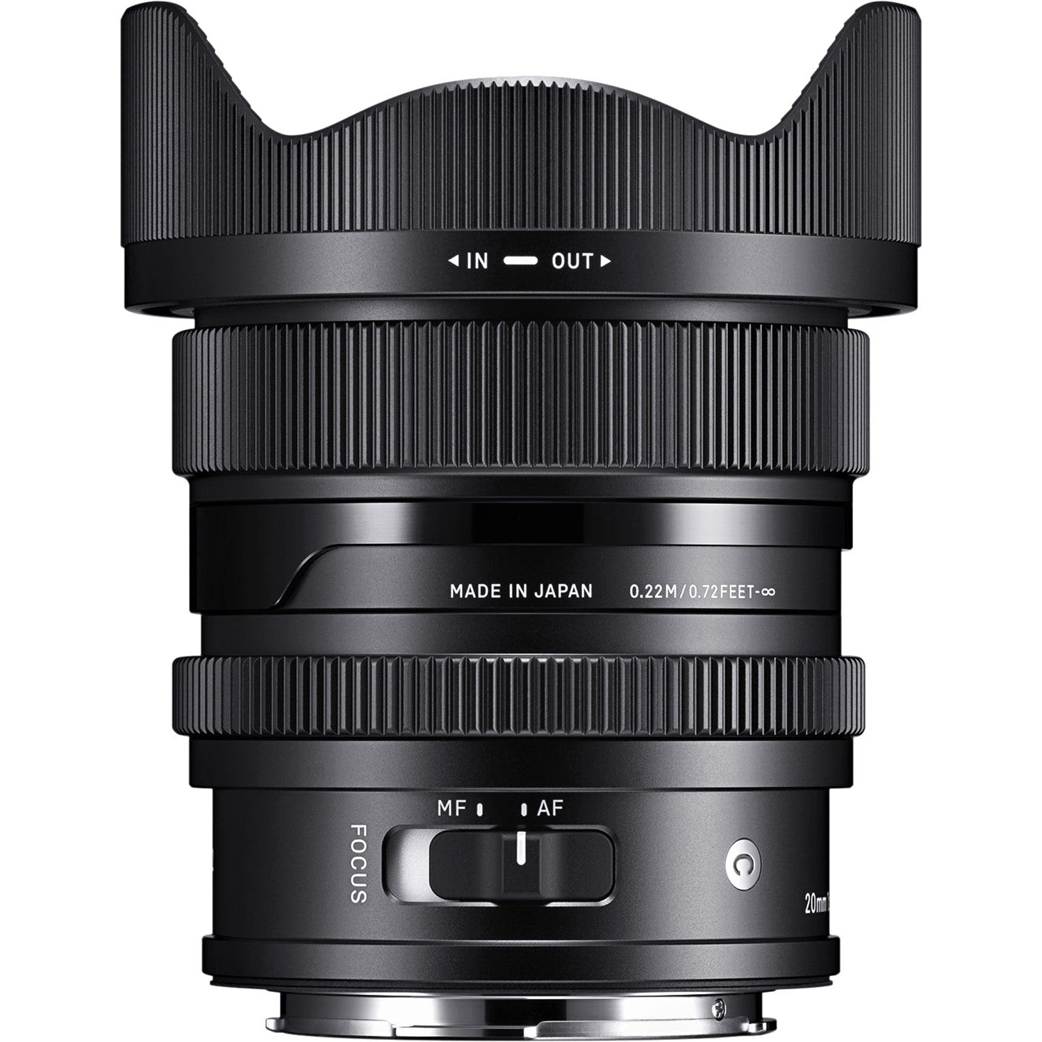 Sigma Lens Hood Attached to 20mm F2.0 DG DN Contemporary Lens