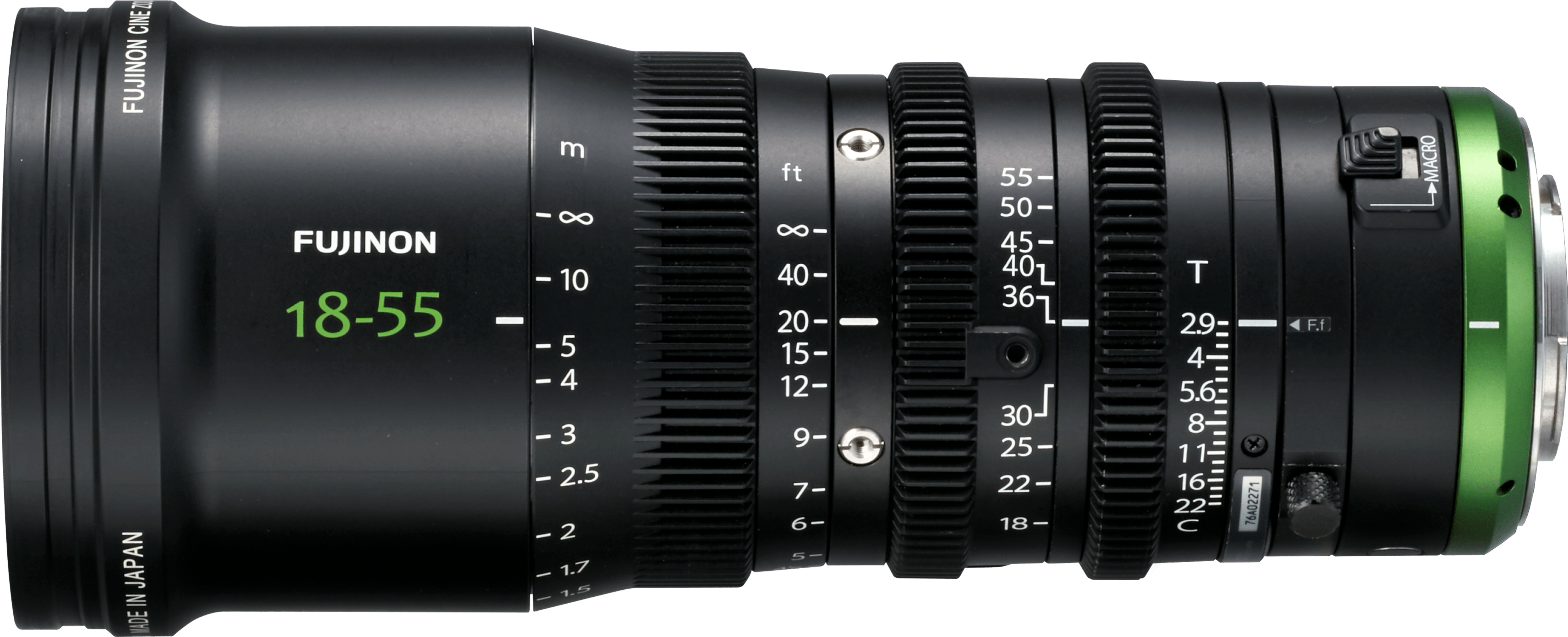 Fujinon MK18-55mm T2.9 Lens (MFT Mount) in a Side View