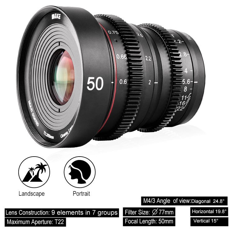 Meike 50mm T2.2 Cinema Prime Lens (MFT Mount) Key Features