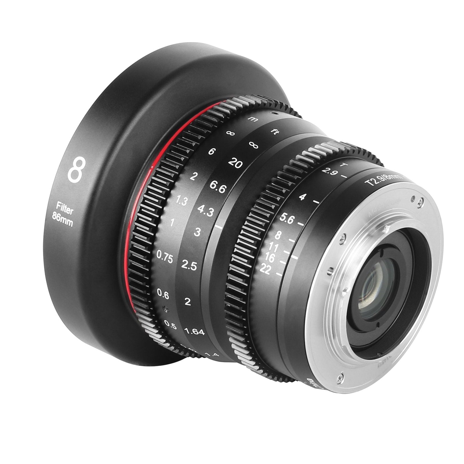 Meike Cinema 8mm T2.9 Micro4/3 Lens (MFT Mount) in a Back-Side View