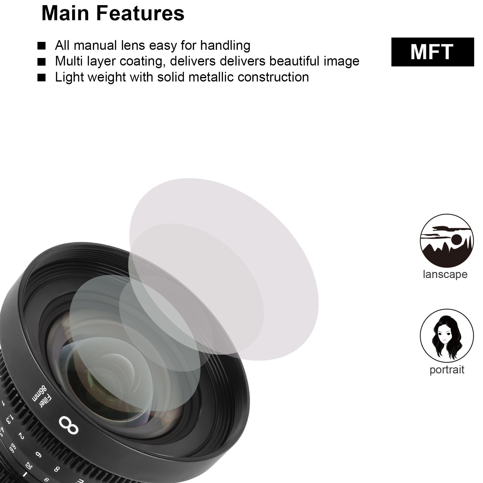 Meike Cinema 8mm T2.9 Micro4/3 Lens (MFT Mount) Key Features