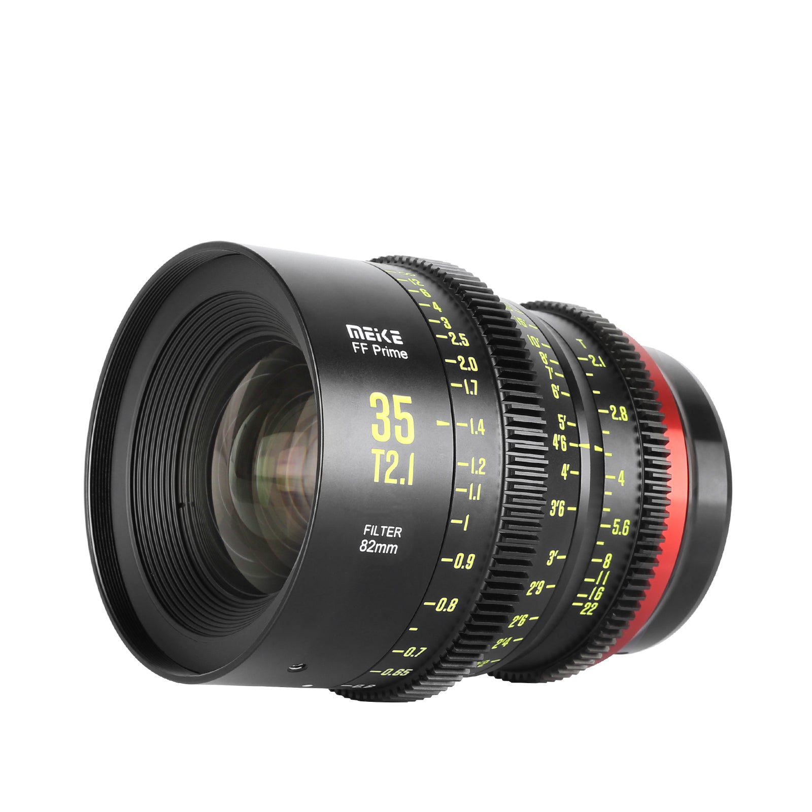 Meike Cinema Full Frame 35mm T2.1 Lens (EF Mount) in a Front-Side View
