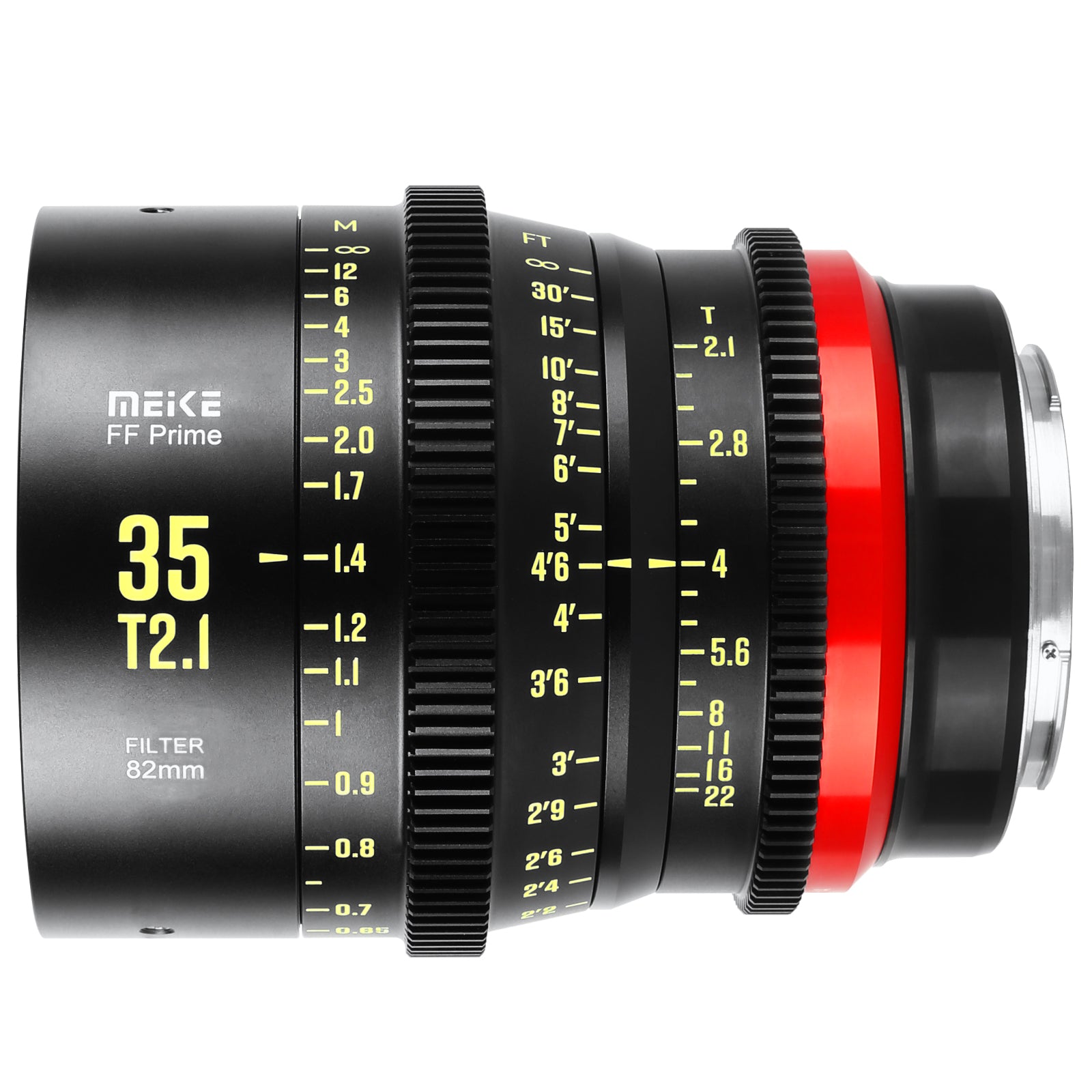 Meike Cinema Full Frame 35mm T2.1 Lens (EF Mount) in a Side View