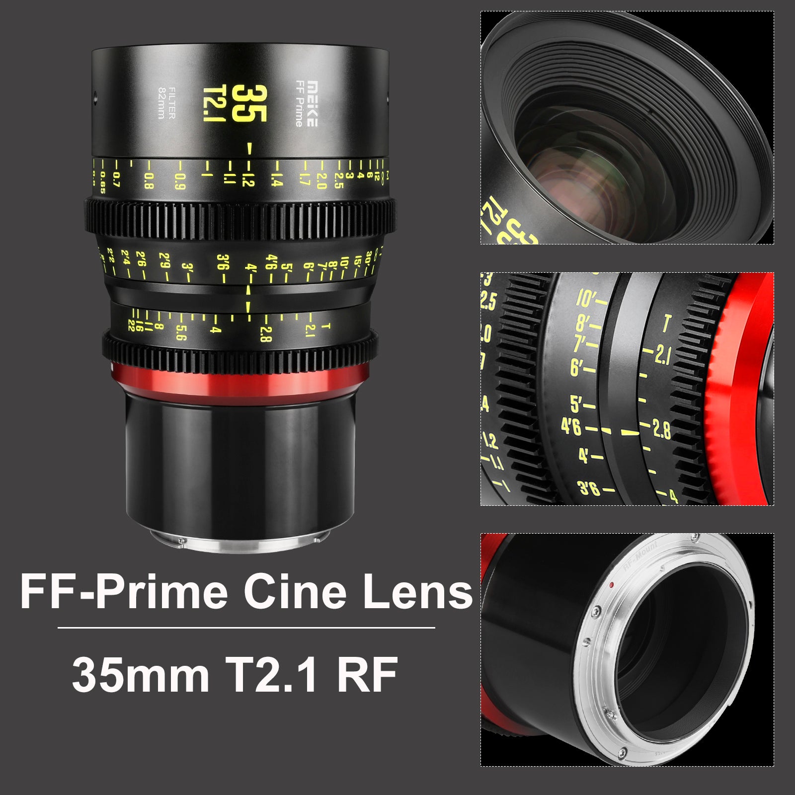 Meike Cinema Full Frame Cinema Prime 35mm T2.1 Lens (RF Mount) in Different Perspectives