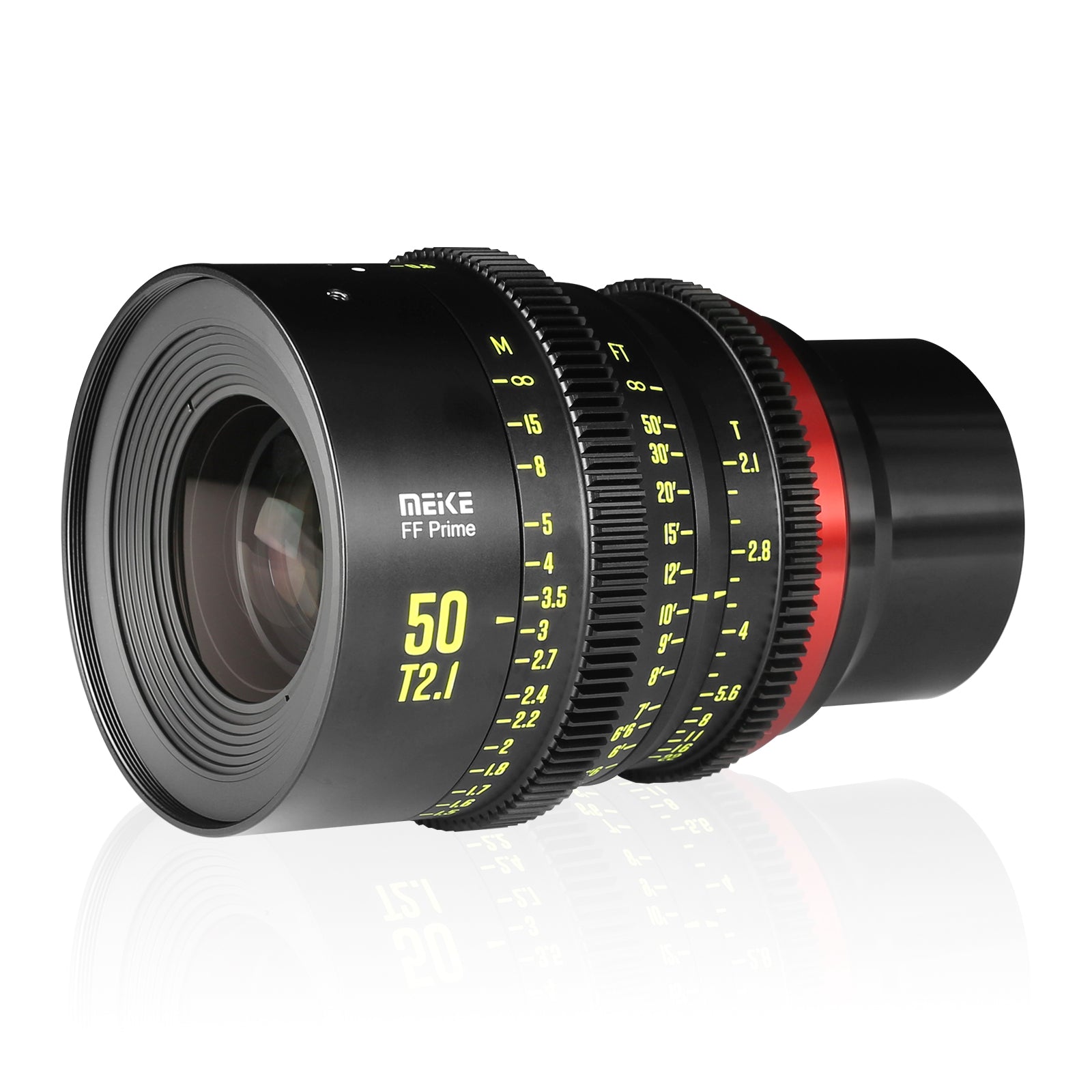 Meike Cinema Full Frame Cinema Prime 50mm T2.1 Lens (Sony E Mount) in a Front-Side View