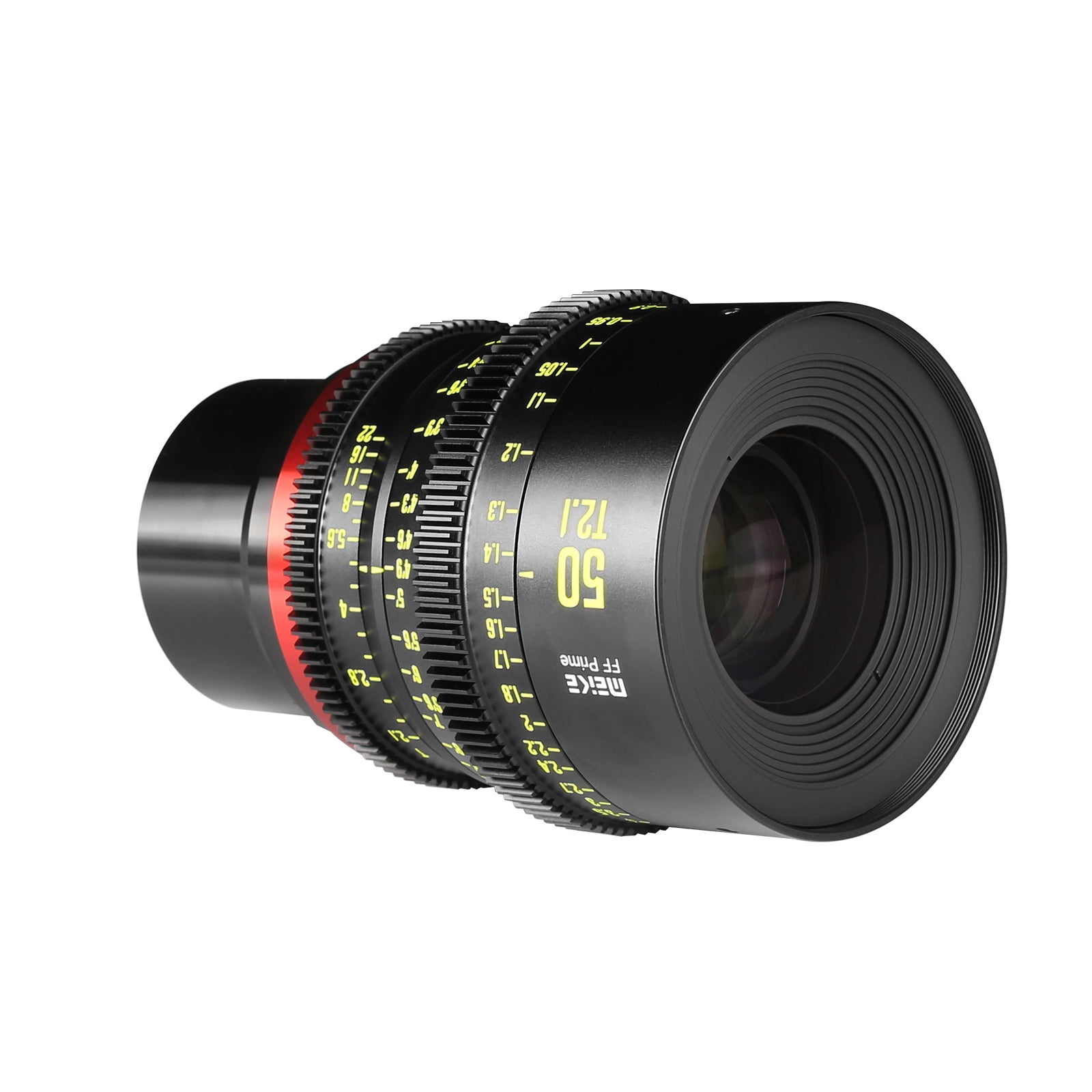 Meike Cinema Full Frame Cinema Prime 50mm T2.1 Lens (Sony E Mount) in a Front-Side View