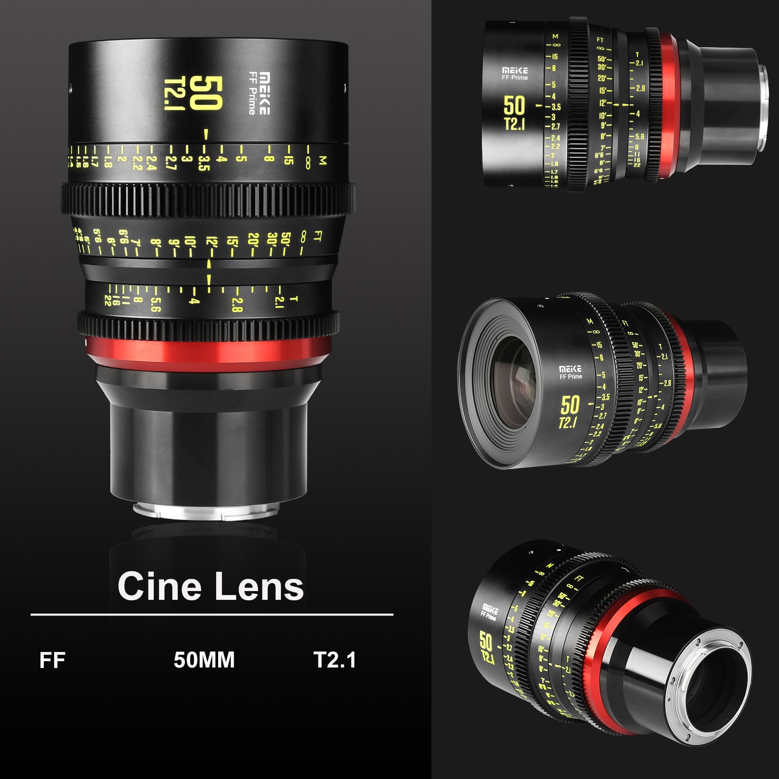 Meike Cinema Full Frame Cinema Prime 50mm T2.1 Lens (Sony E Mount) in Different Perspectives