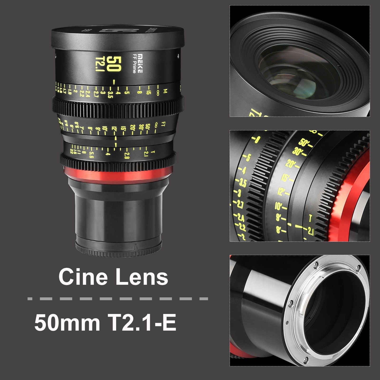 Meike Cinema Full Frame Cinema Prime 50mm T2.1 Lens (Sony E Mount) in Different Perspectives