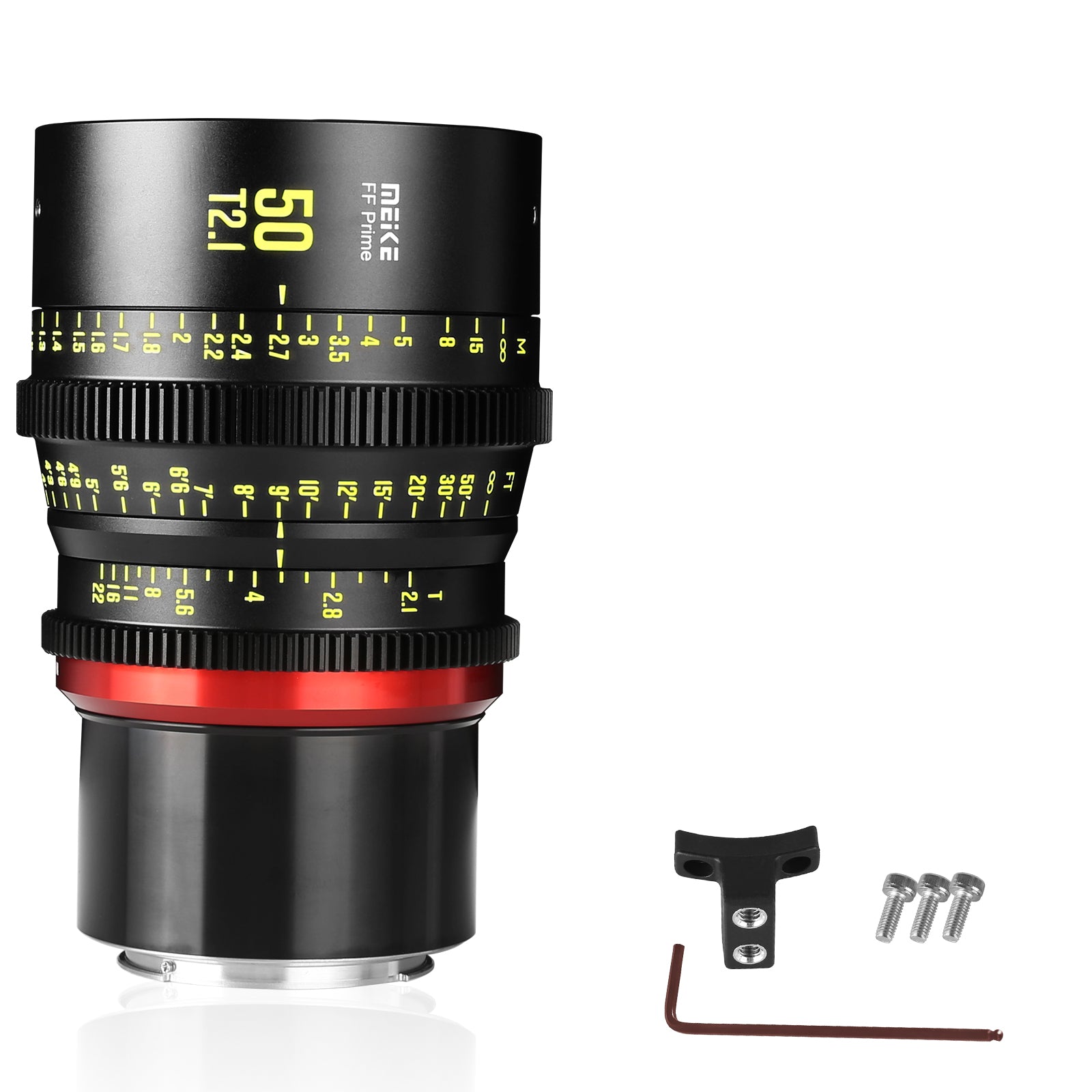 Meike Cinema Full Frame Cinema Prime 50mm T2.1 Lens (RF Mount) with Accessories