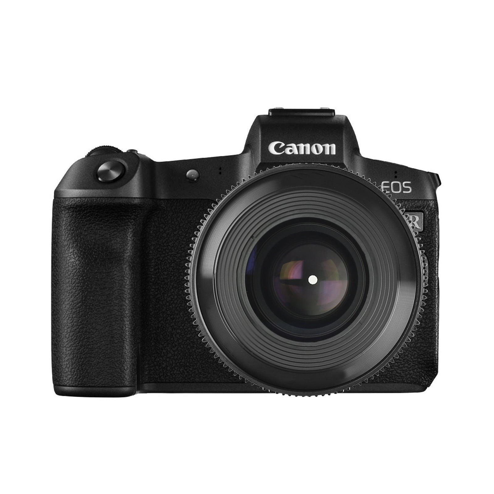 Meike Cinema Full Frame Cinema Prime 50mm T2.1 Lens (RF Mount) with Attached Camera