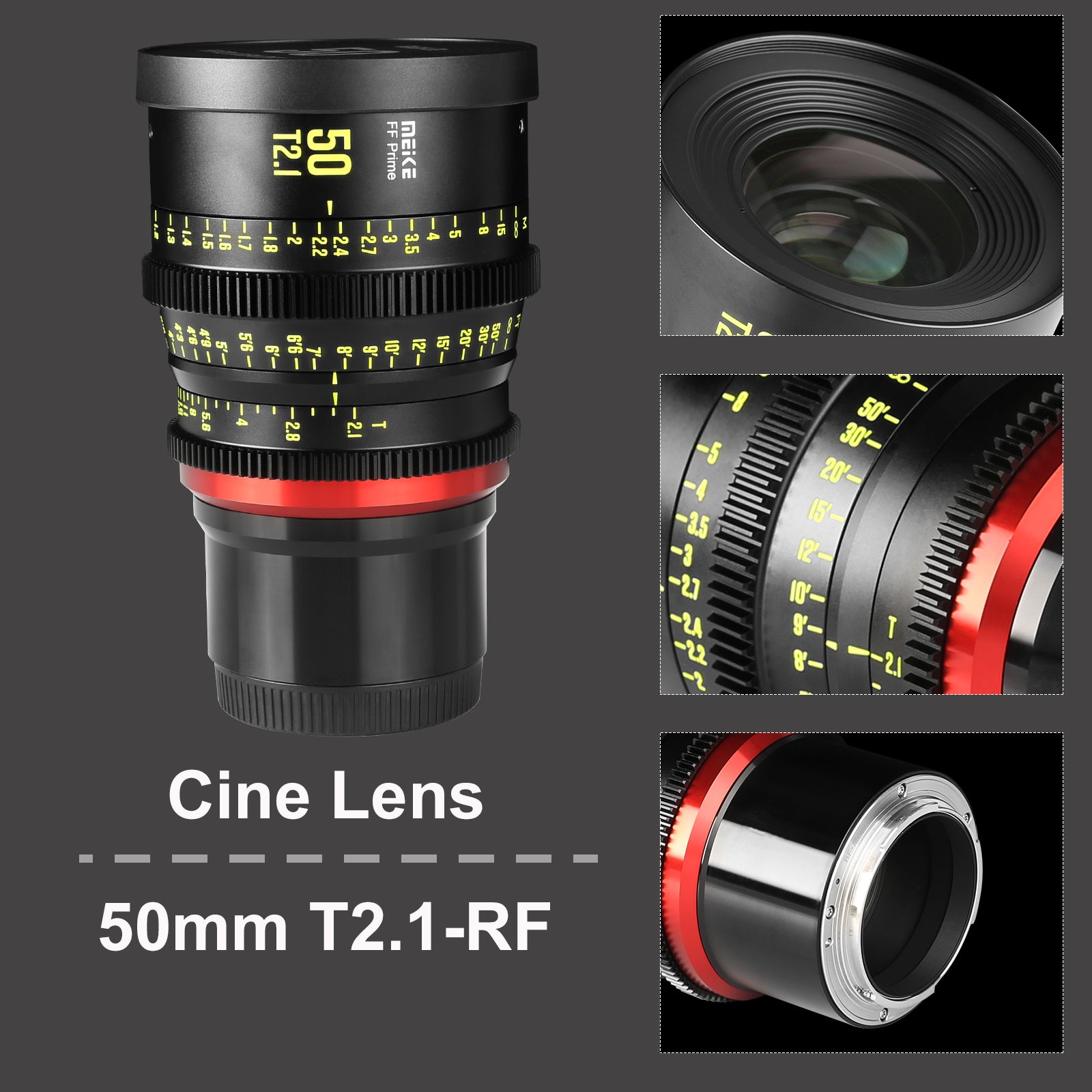 Meike Cinema Full Frame Cinema Prime 50mm T2.1 Lens (RF Mount) in Different Perspectives