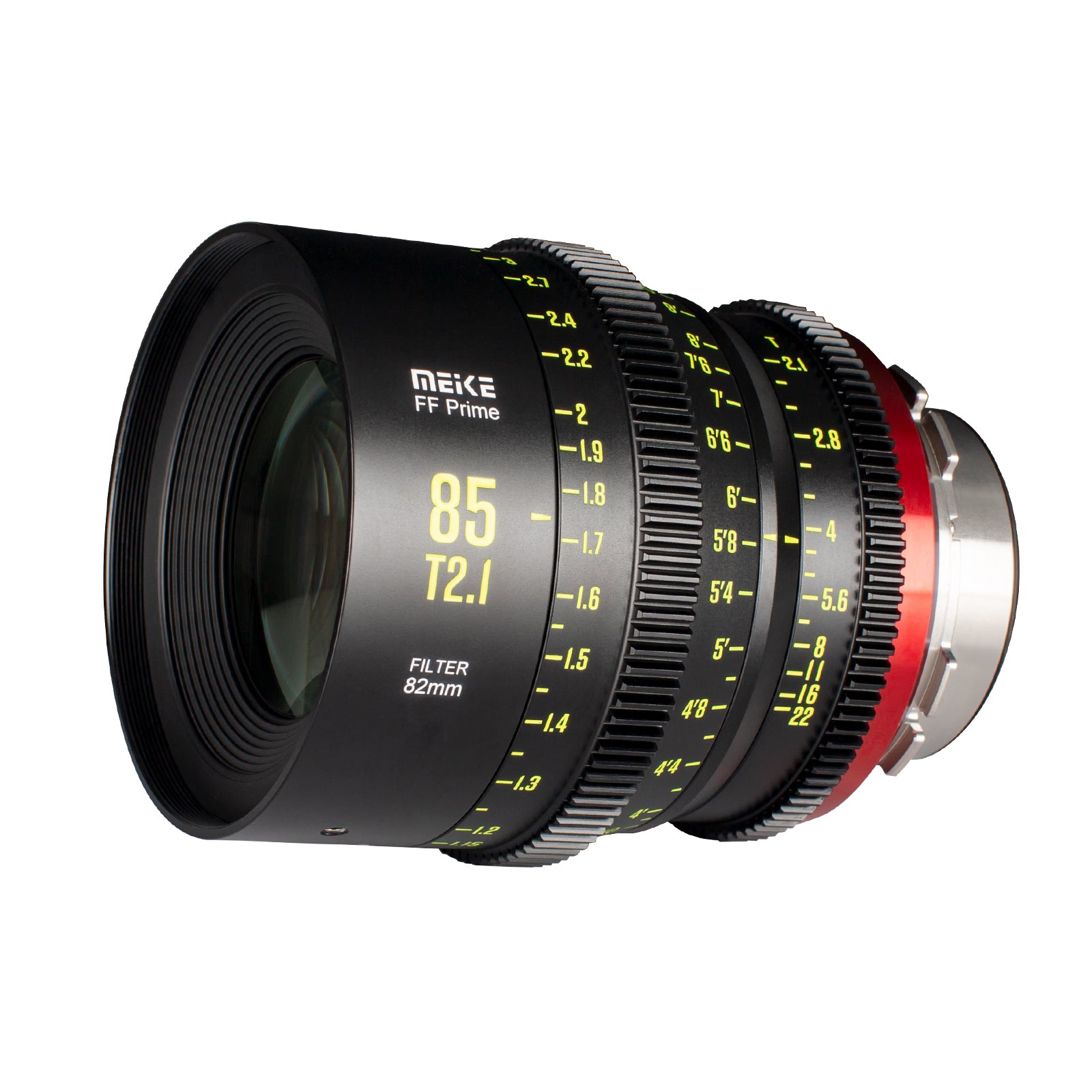 Meike Cinema Full Frame Cinema Prime 85mm T2.1 Lens (PL Mount) in a Front-Side View