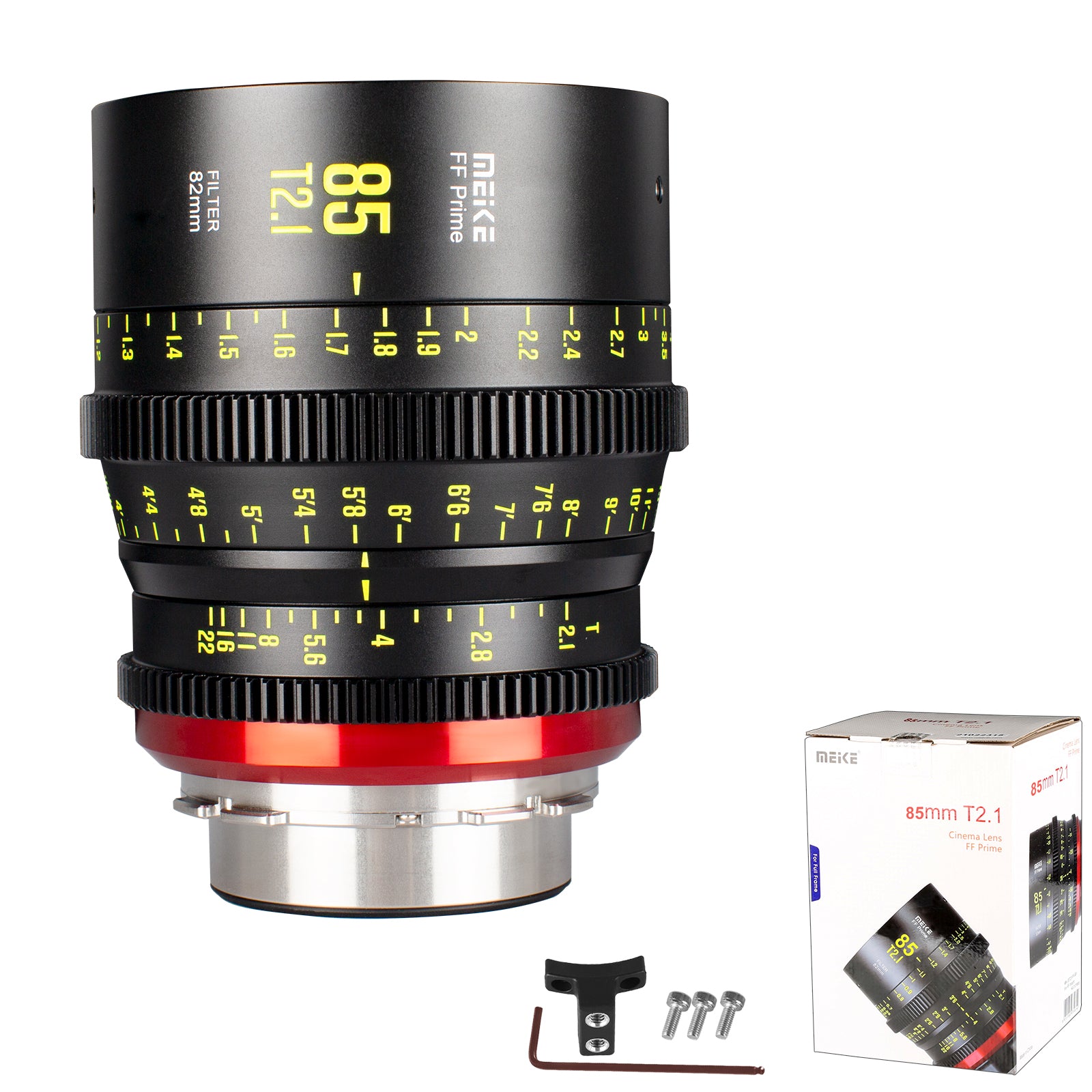 Meike Cinema Full Frame Cinema Prime 85mm T2.1 Lens (PL Mount) with Accessories and a Box