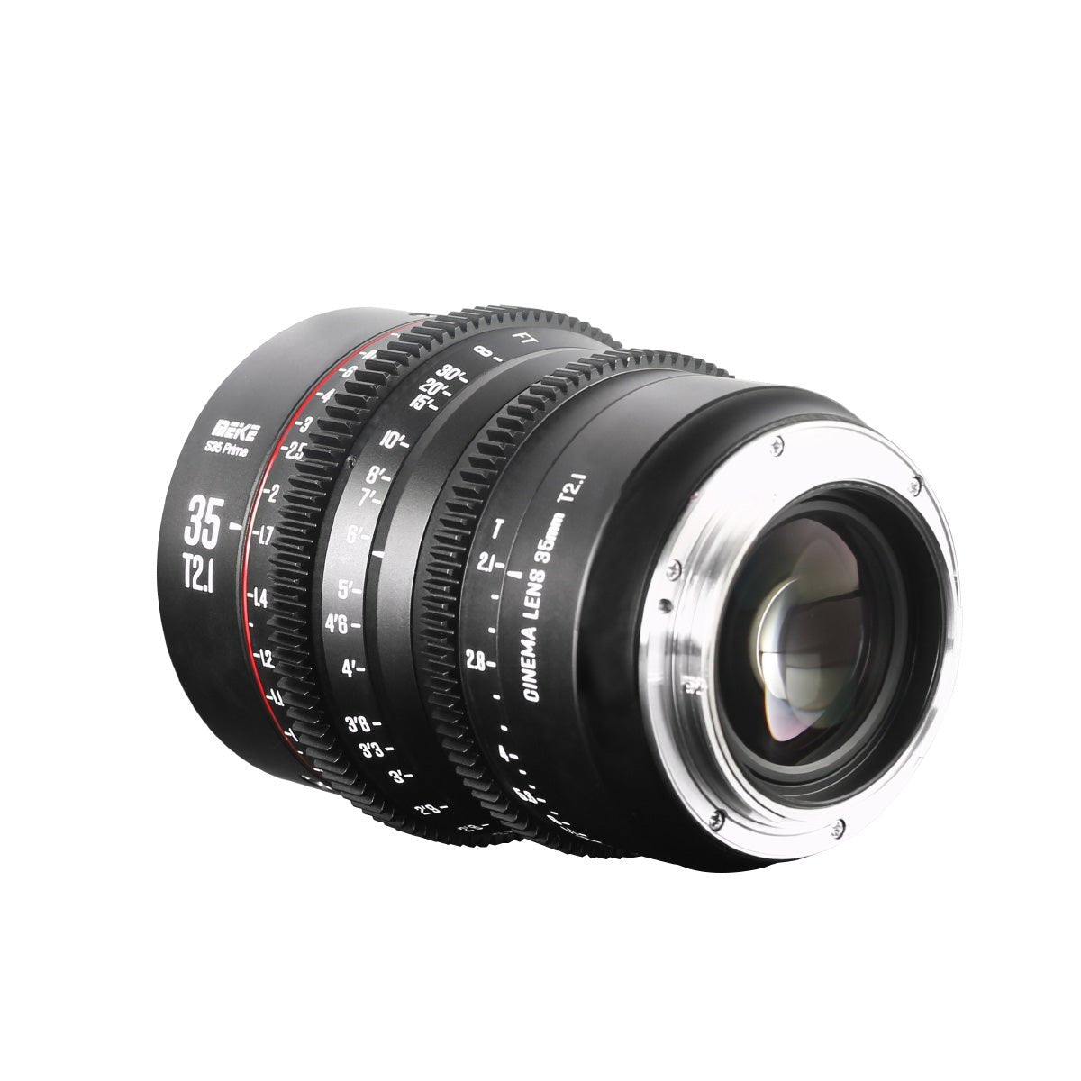 Meike Cinema Super35 Cinema Prime 35mm T2.1 Lens (EF Mount) in a Back-Side View