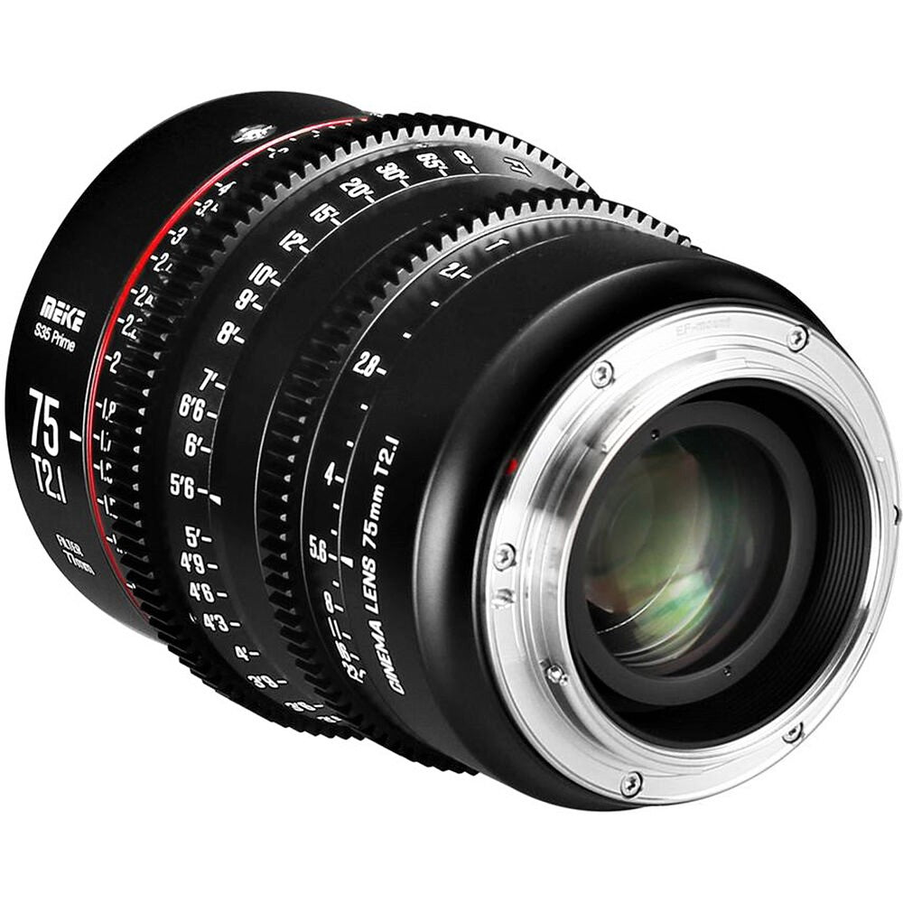 Meike Cinema Super35 Cinema Prime 75mm T2.1 Lens (PL Mount) in a Back-Side View