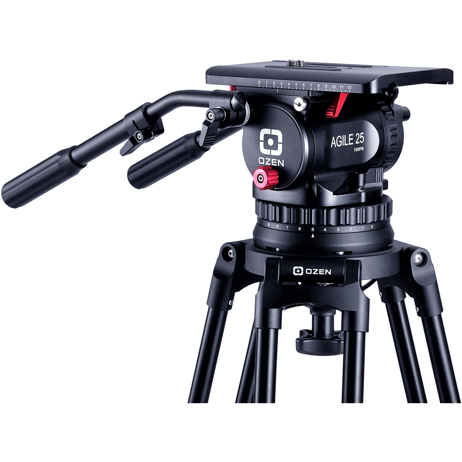 OZEN 25M E-Z LOAD MAX Fluid Head with Attached Tripod