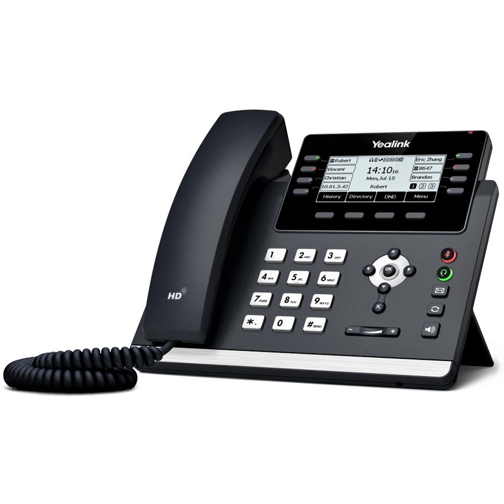 Yealink T43U IP Phone, 12 VoIP Accounts. 3.7-Inch Graphical Display. Dual USB 2.0, Dual-Port Gigabit Ethernet, 802.3af PoE, Power Adapter Not Included (SIP-T43U)