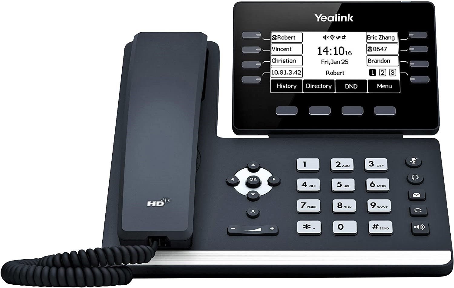Yealink SIP-T53 IP Phone, 12 VoIP Accounts. 3.7-Inch Graphical Display. USB 2.0, Dual-Port Gigabit Ethernet, 802.3af PoE, Power Adapter Not Included