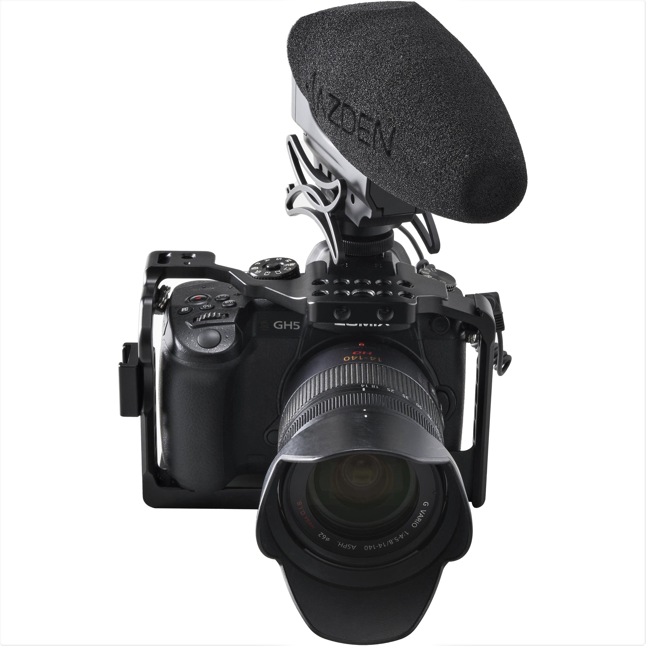 Azden Stereo/Mono Mixable Video Microphone Attached to a Camera