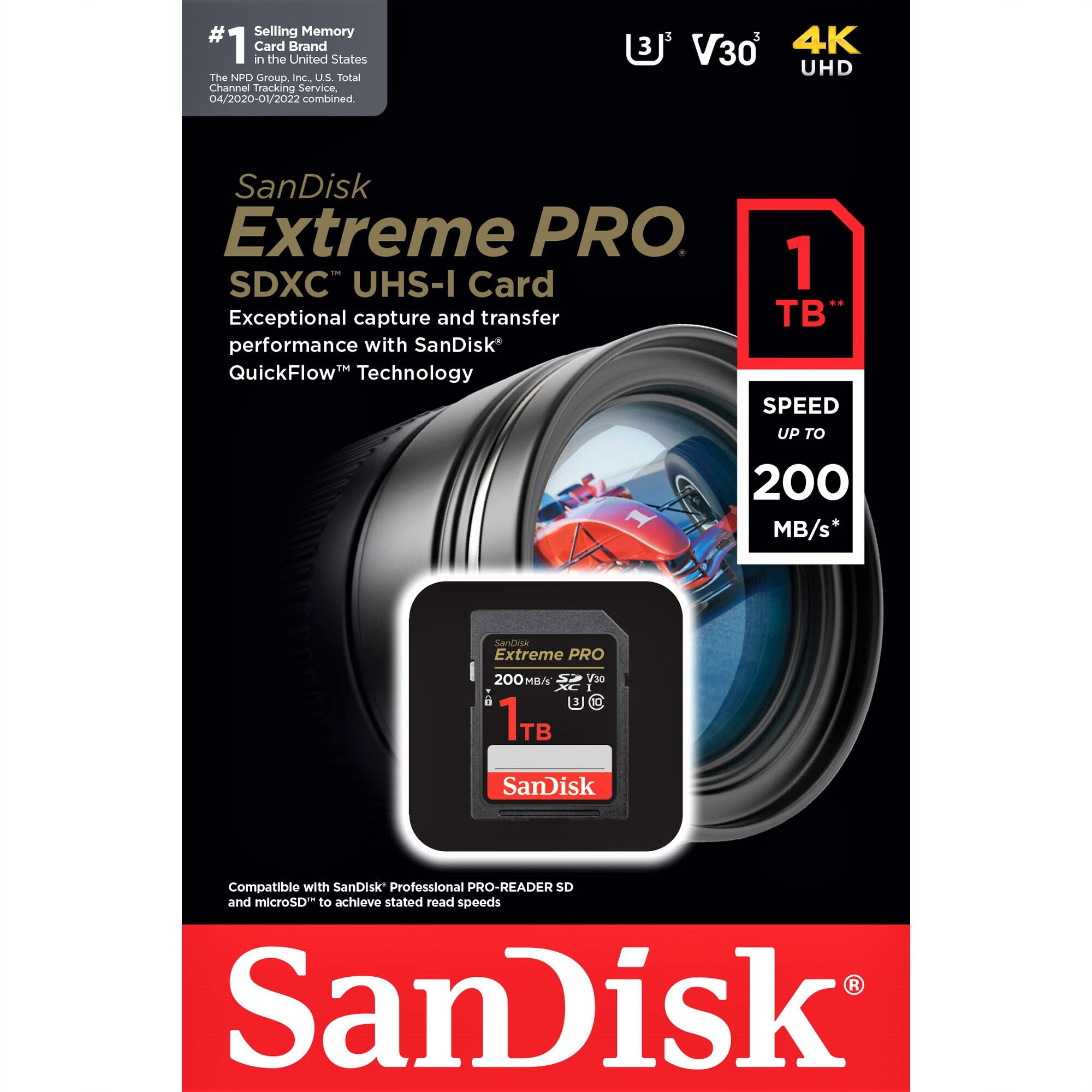 SanDisk 1TB Extreme PRO SDXC UHS-I Memory Card - C10, U3, V30, 4K UHD, SD Card - SDSDXXD-1T00-GN4IN