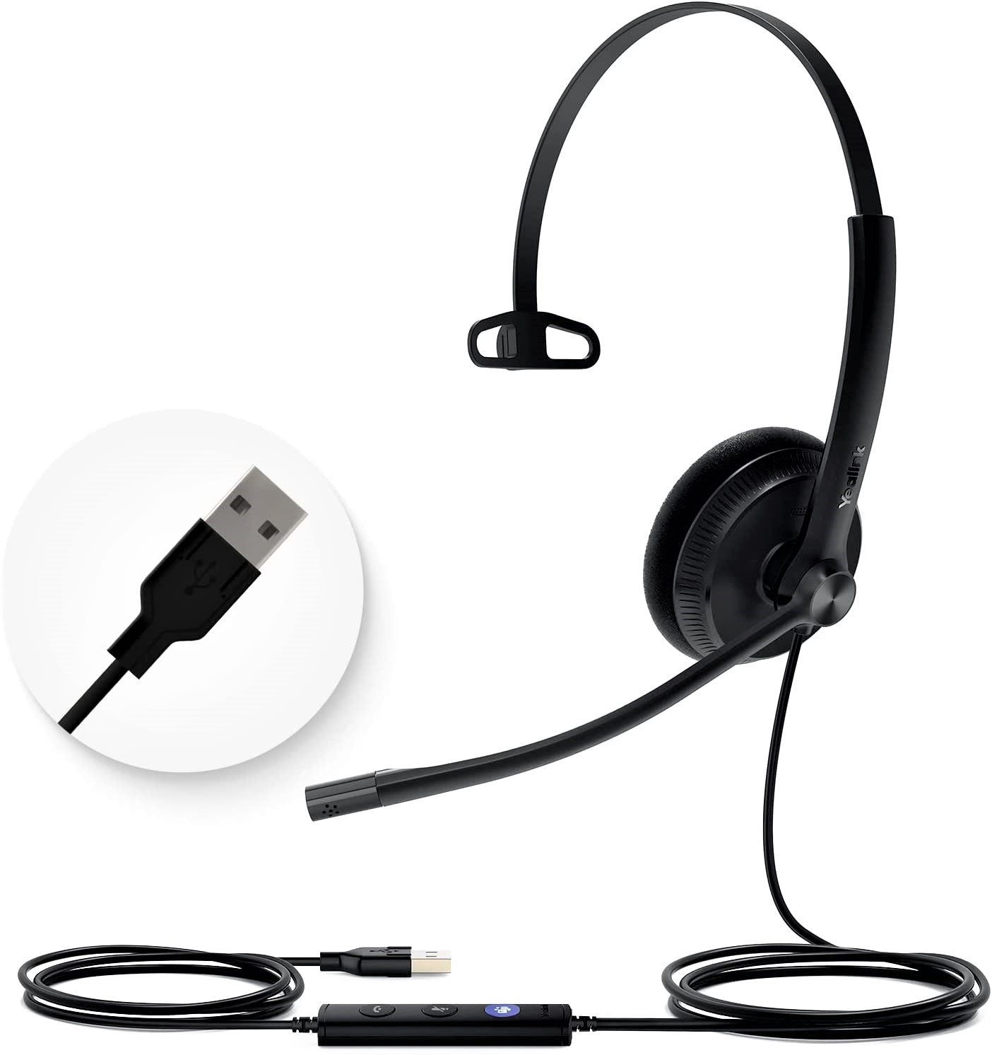 Yealink Headset with Microphone USB Headset Computer Headset PC Laptop Headset Teams Certified UH36 UH34 Wired Noise Cancelling with Mic Stereo
