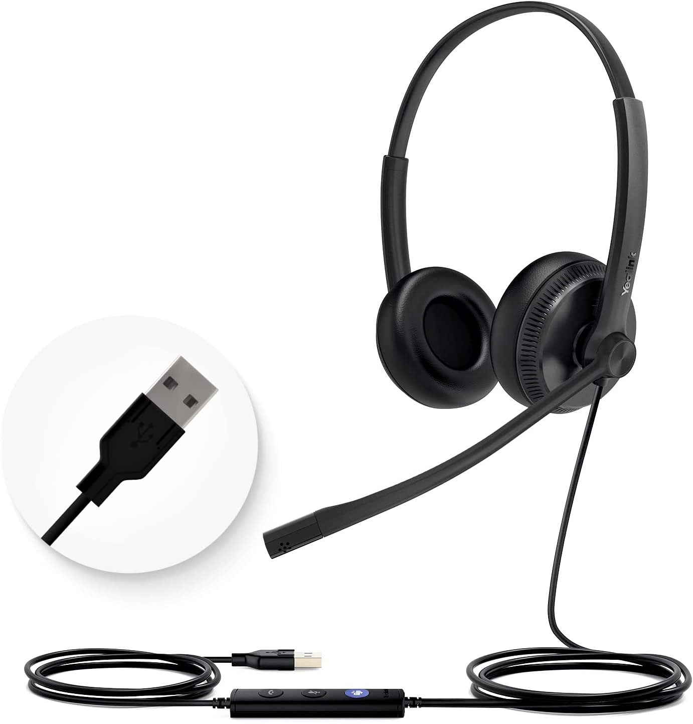 Yealink Wired Headset USB Headset with Microphone Computer Headset with Noise Canceling PC Laptop Headset with Mic Stereo for Microsoft Optimized Teams Certified UH34-DUAL